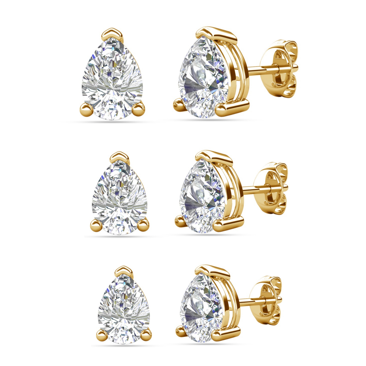 Mia 18k White Gold Plated Sterling Silver Stud Earrings with Simulated Diamond Crystals