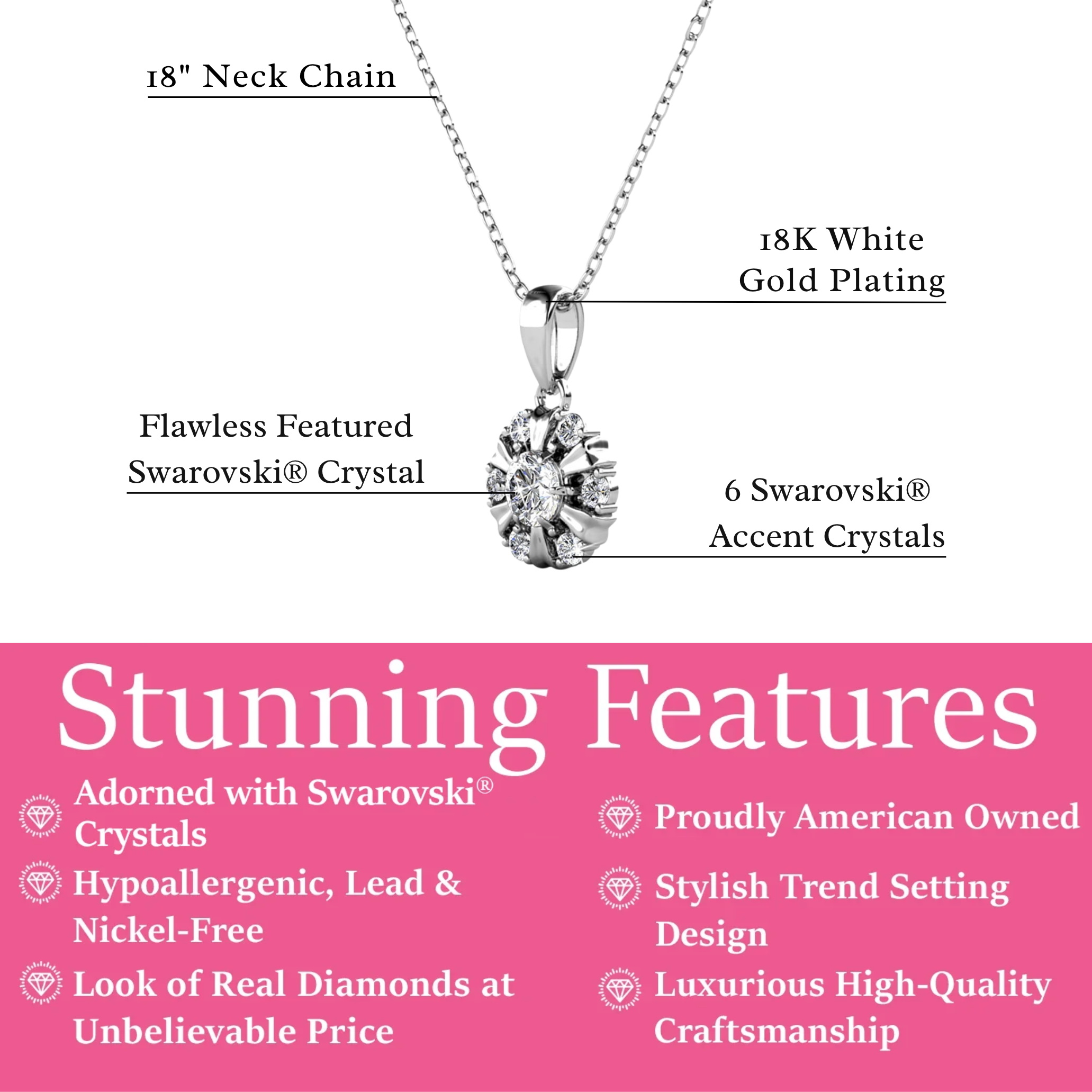 Millie 18k White Gold Plated Necklace with Swarovski Crystals