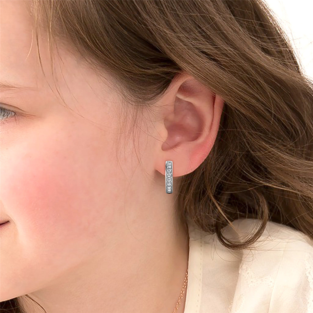 Skye 18k White Gold Plated Crystal Hoop Earrings for Women