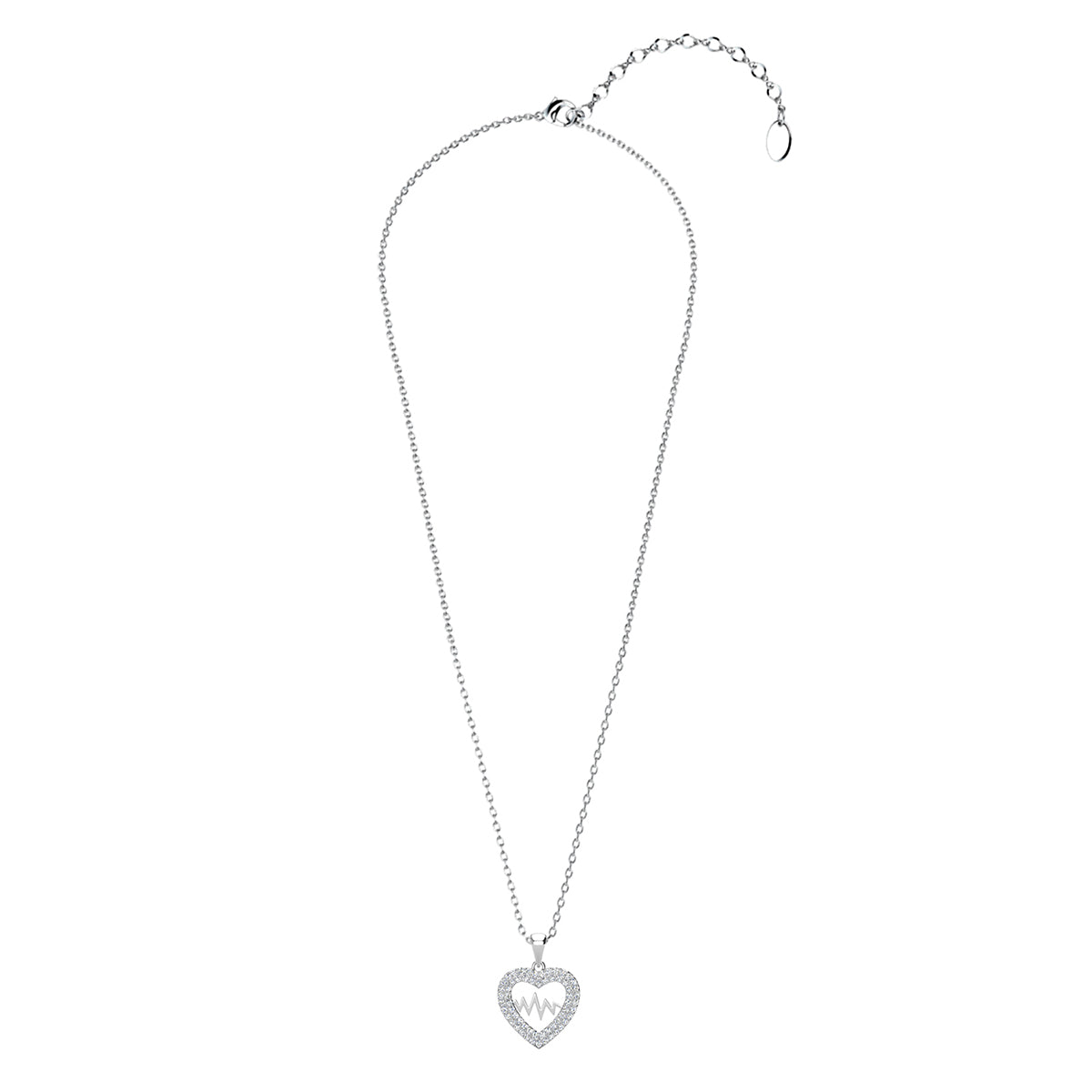 Molly 18k White Gold Plated Heart Necklace with Swarovski Crystals