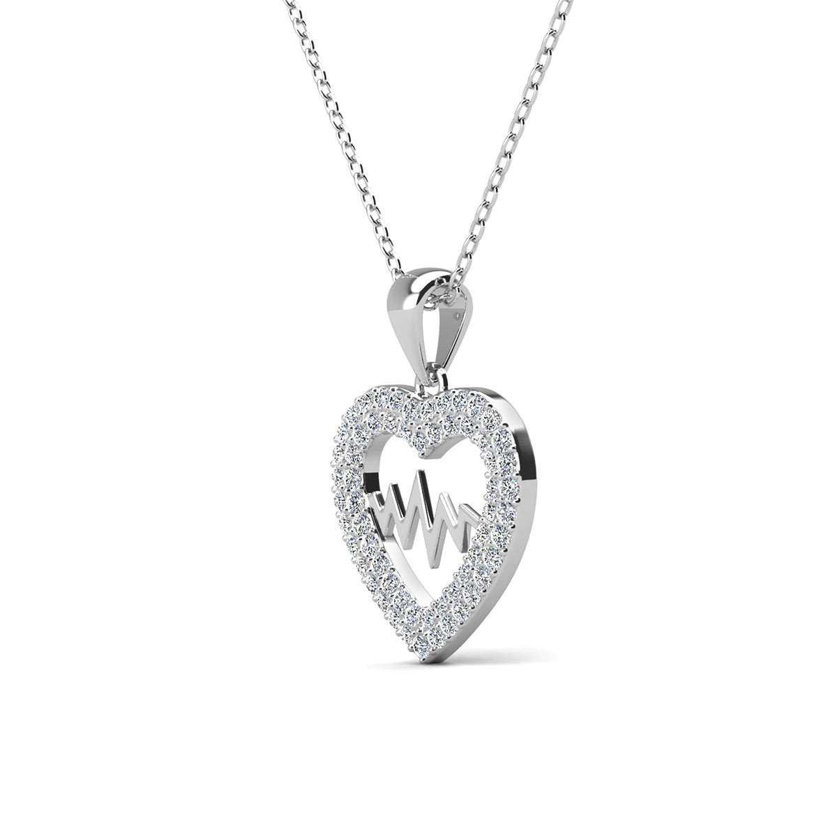 Molly 18k White Gold Plated Heart Necklace with Swarovski Crystals