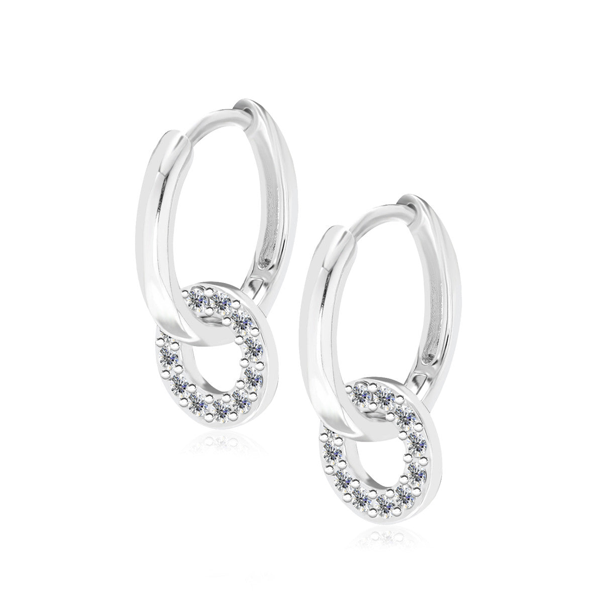 Nala 18k White Gold Plated Hoop Earrings with Swarovski Crystals