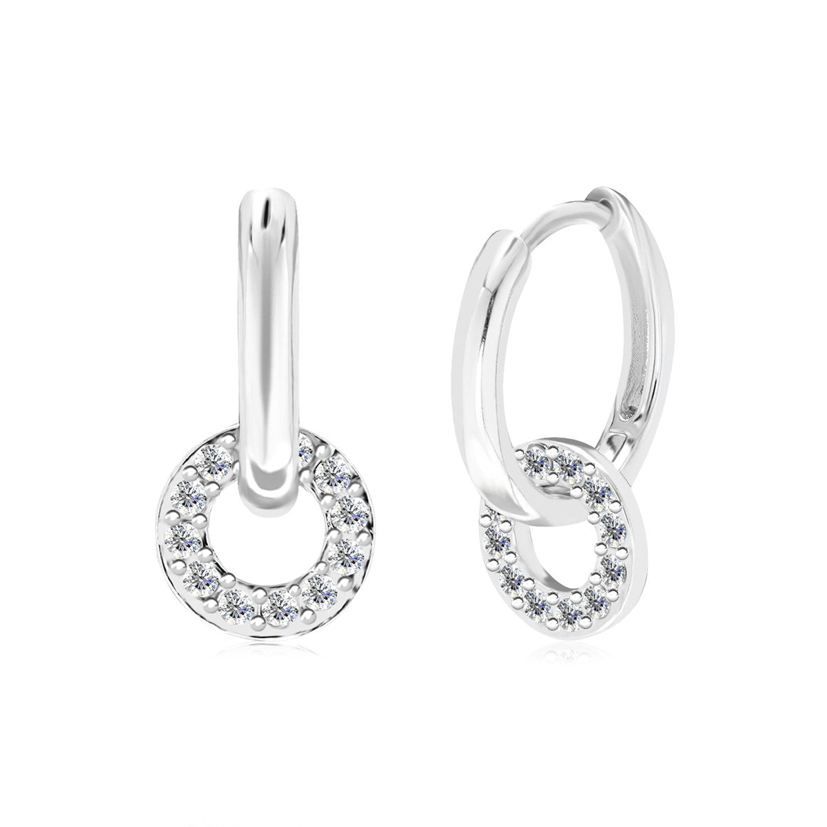 Nala 18k White Gold Plated Hoop Earrings with Swarovski Crystals