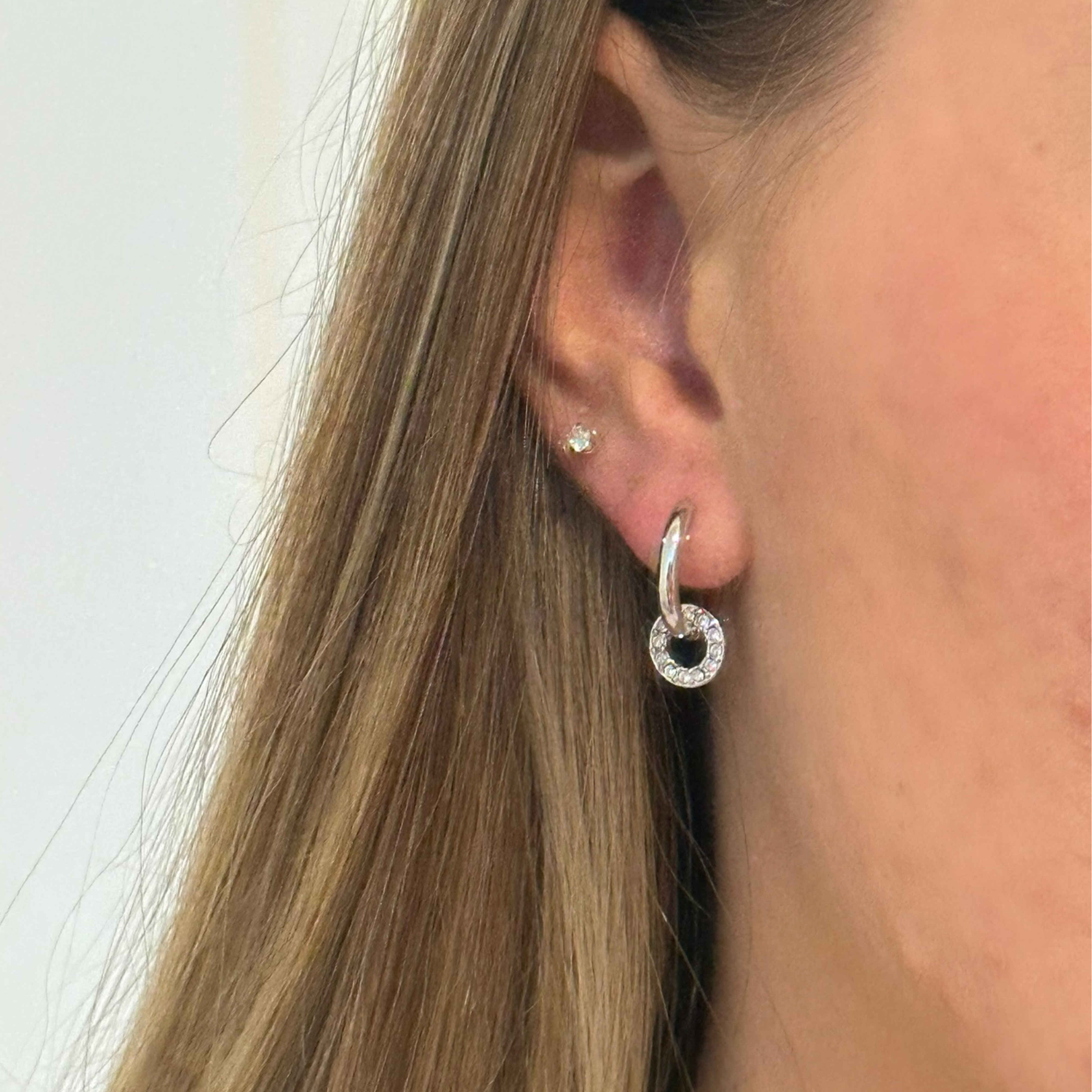 Nala 18k White Gold Plated 14mm Hoop Earrings with Swarovski Crystals - FAB FAV