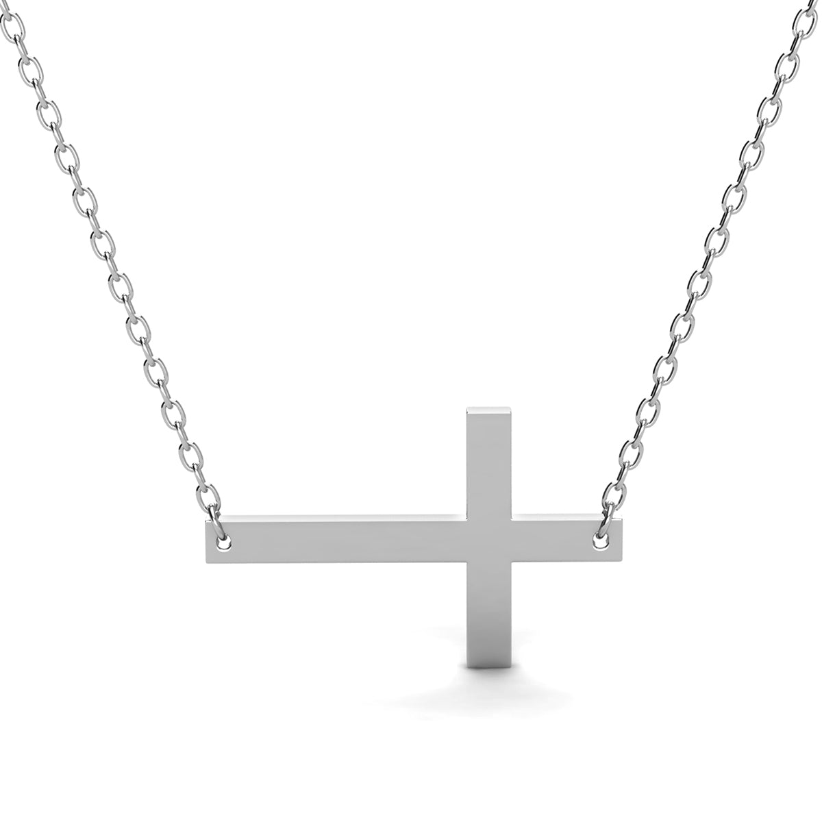 Nancy 18k White Gold Plated Cross Pendant Necklace