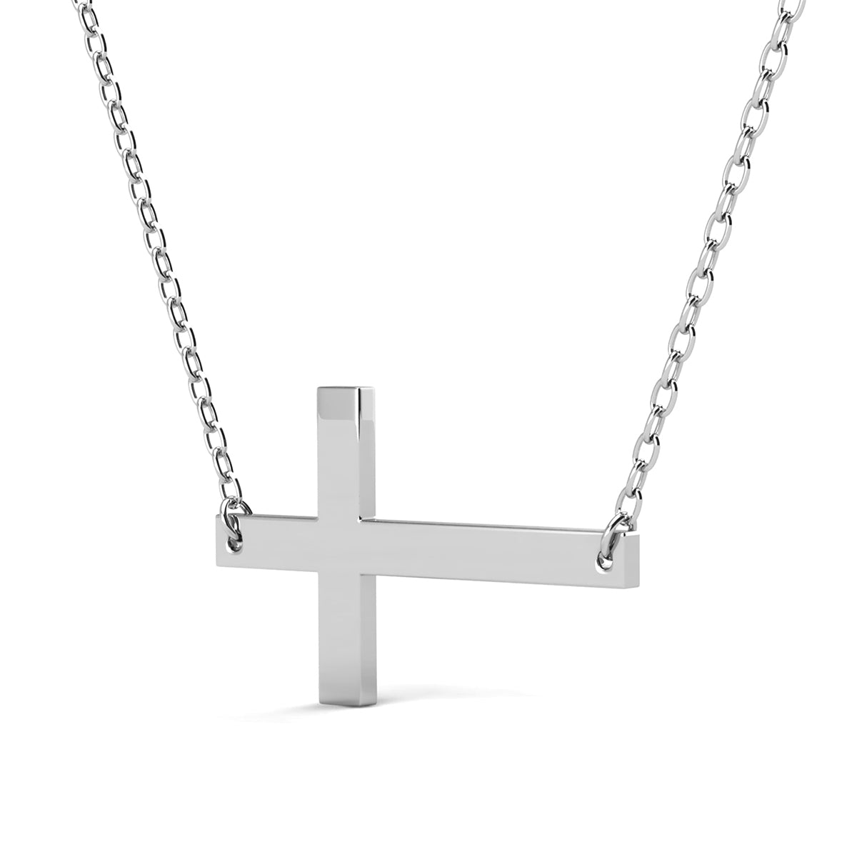 Nancy 18k White Gold Plated Cross Pendant Necklace