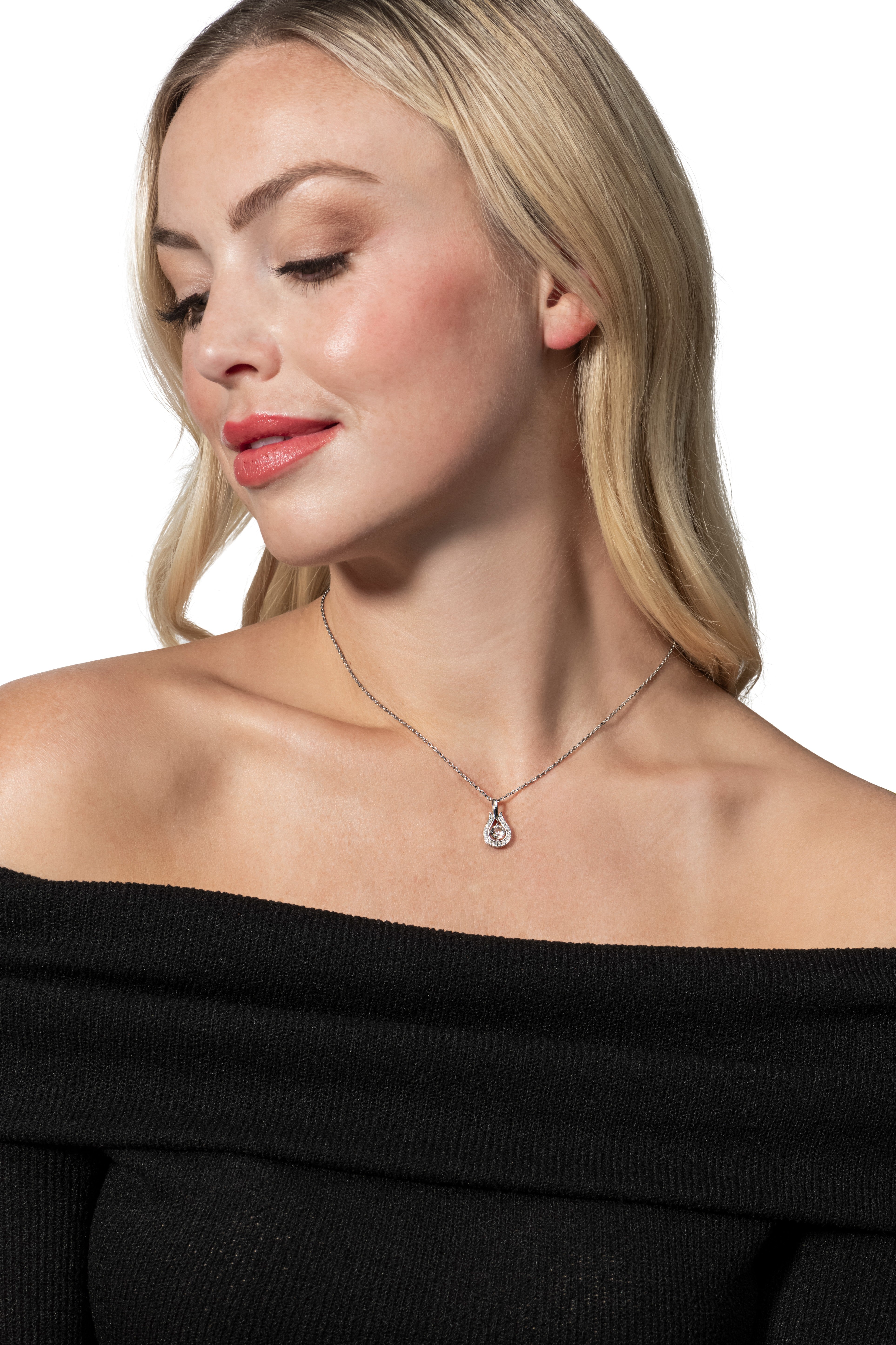 Bernadette 18k White Gold Plated Tear drop Necklace with Swarovski Crystals - FAB FAV