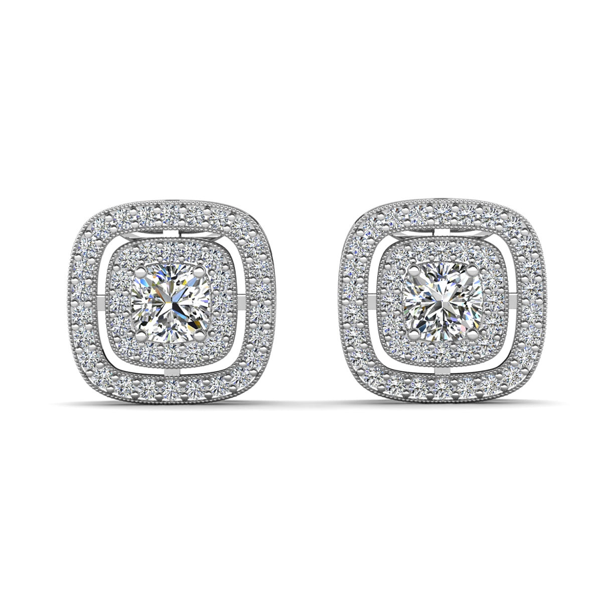 Noelle 18k White Gold Plated Halo Stud Earrings with Simulated Diamond Crystals