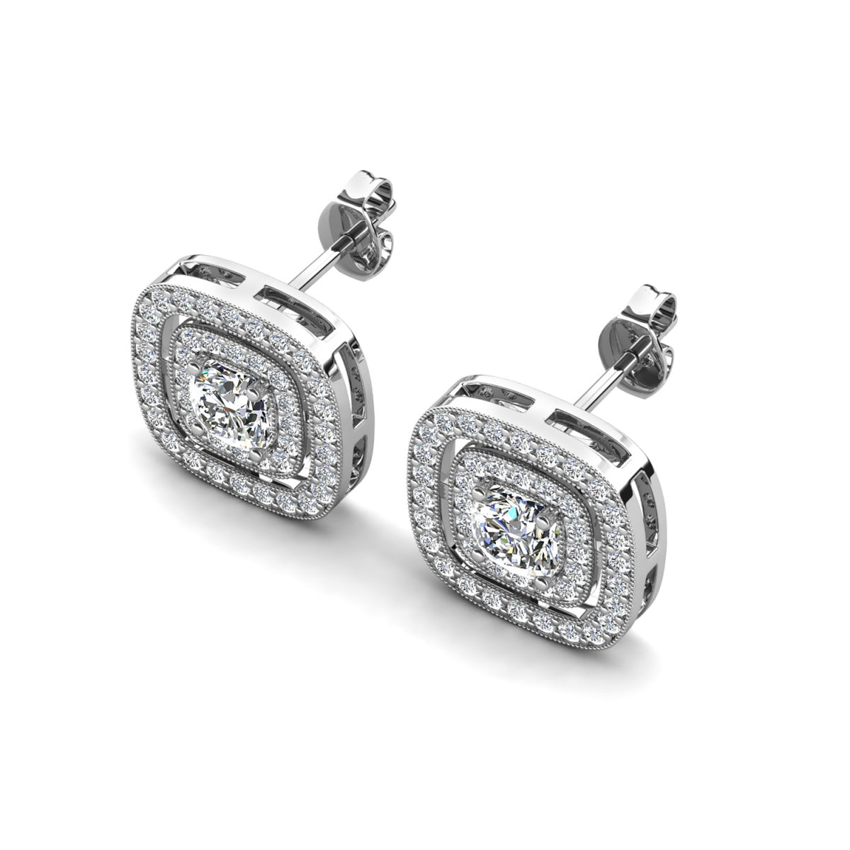 Noelle 18k White Gold Plated Halo Stud Earrings with Simulated Diamond Crystals