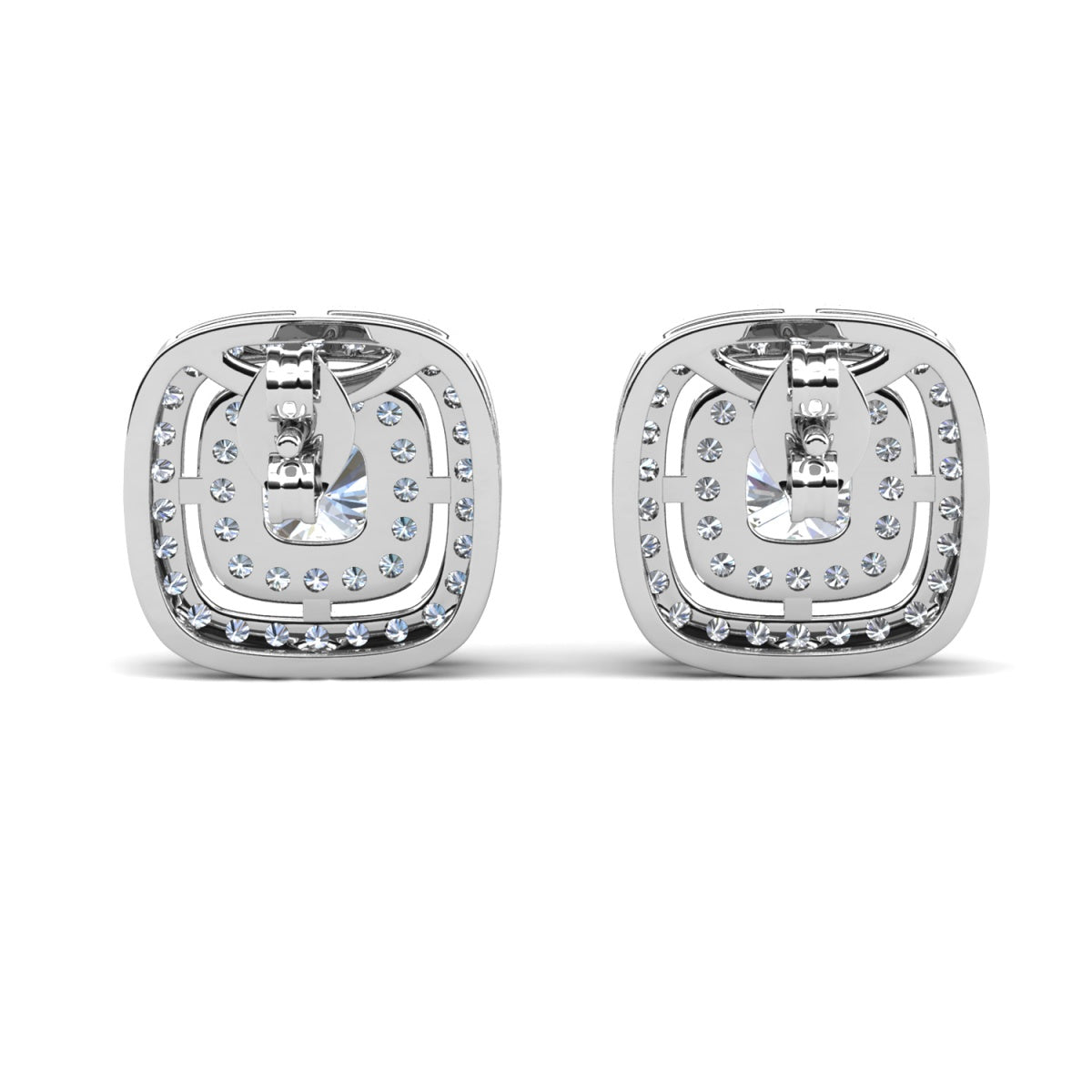 Noelle 18k White Gold Plated Halo Stud Earrings with Simulated Diamond Crystals