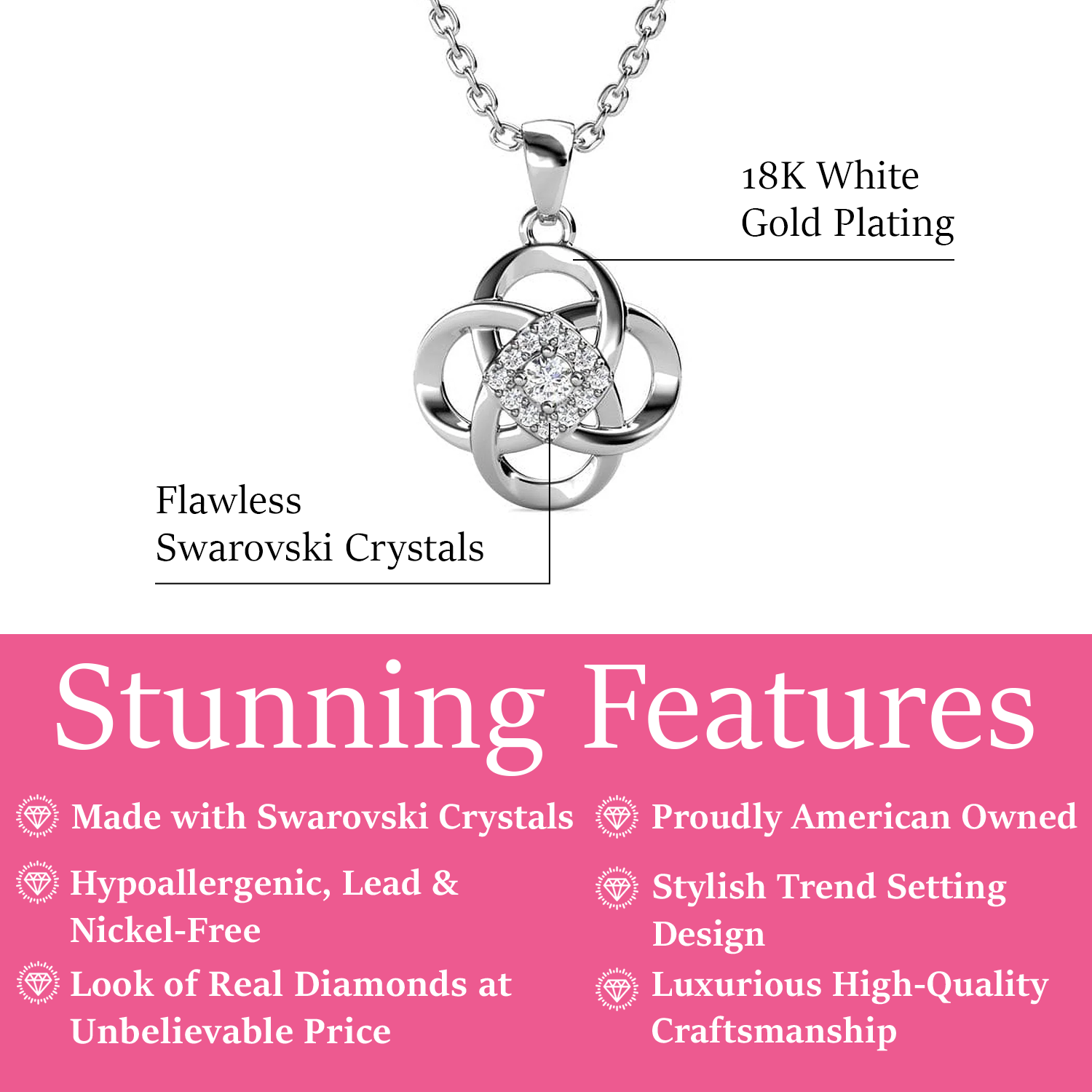 Nyssa 18k White Gold Plated Necklace with Swarovski Crystals