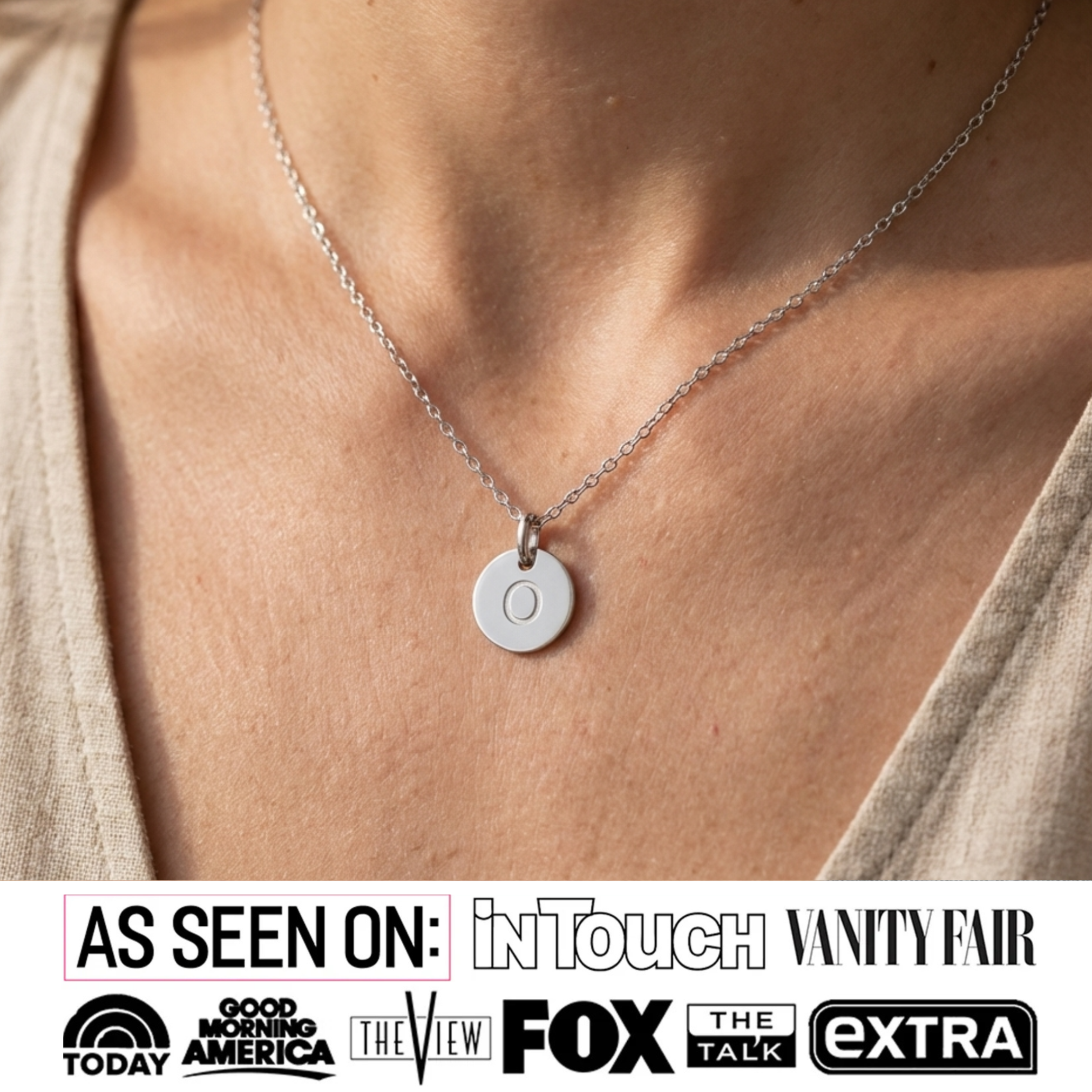 Summer Collection 18k White Gold Plated Engraved Initial Letter Pendant Necklace