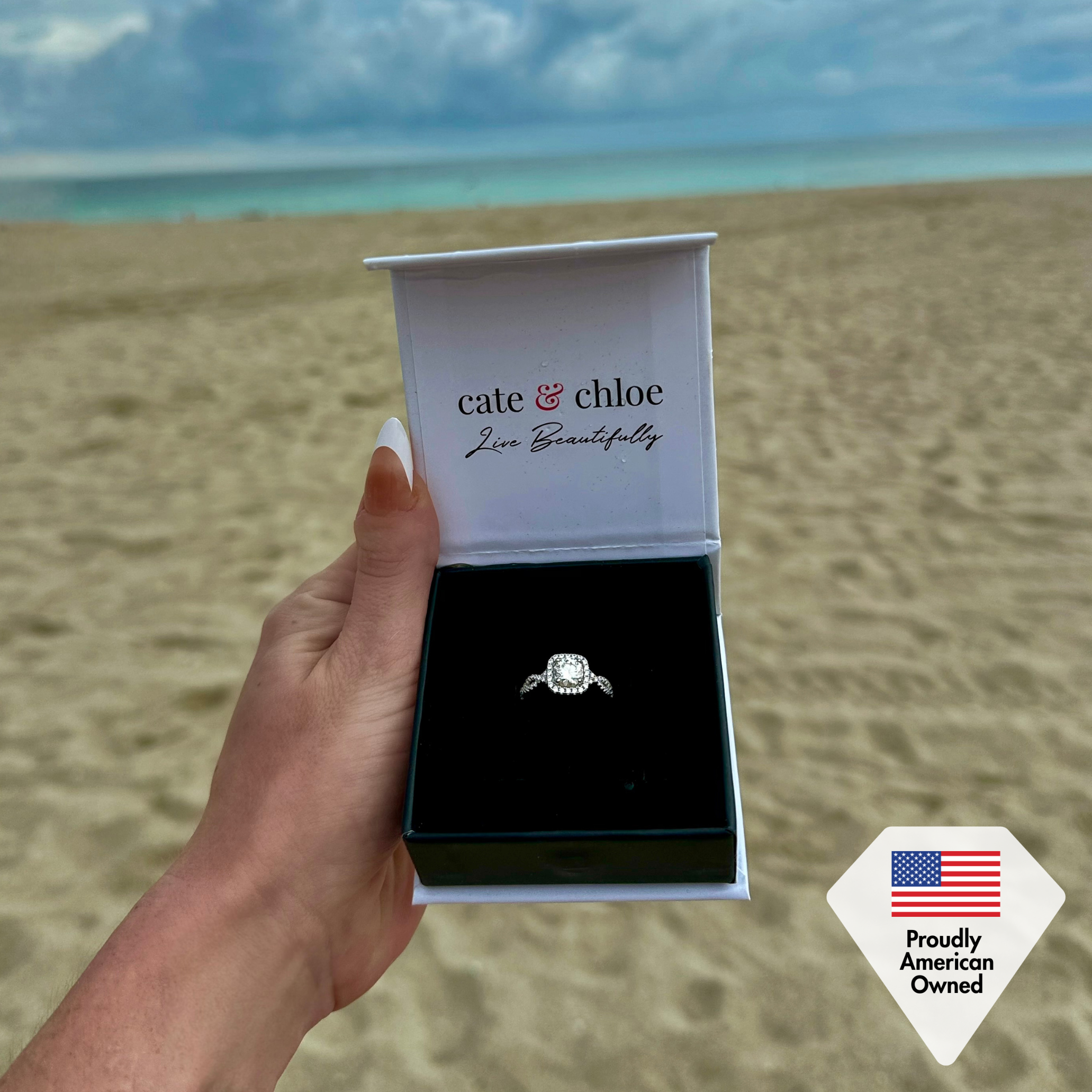 Moissanite by Cate & Chloe Octavia 1.15ctw Round Cut 925 Sterling Silver 18k White Gold Plated Forever Engagement Ring