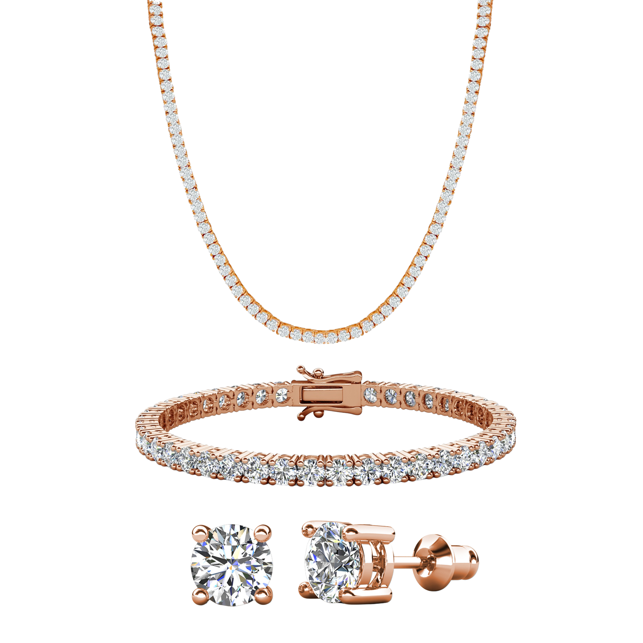 Olivia 18k White Gold Plated Jewelry Set with Simulated Diamond Crystals (Pack of 3)