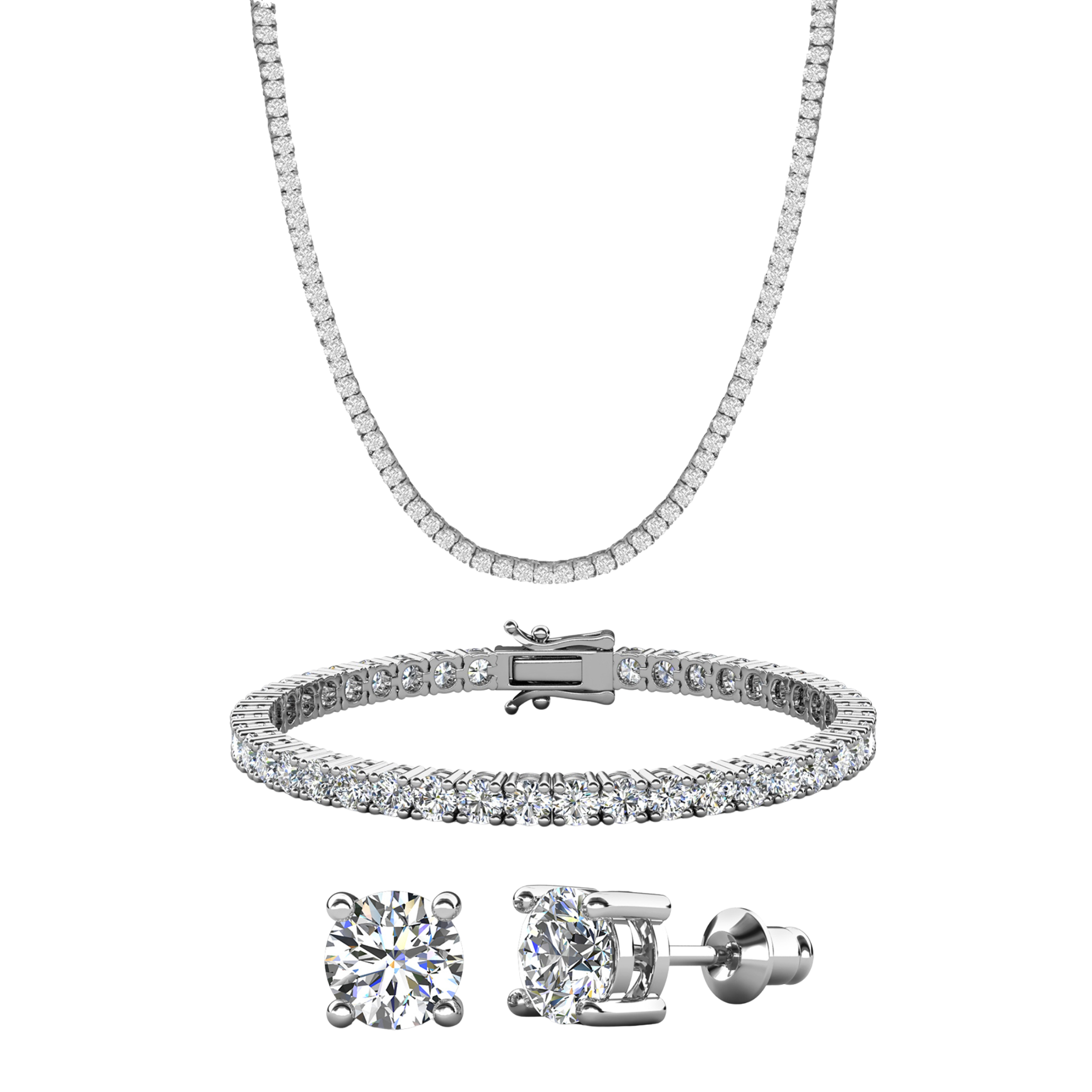 Olivia 18k White Gold Plated Jewelry Set with Simulated Diamond Crystals (Pack of 3)