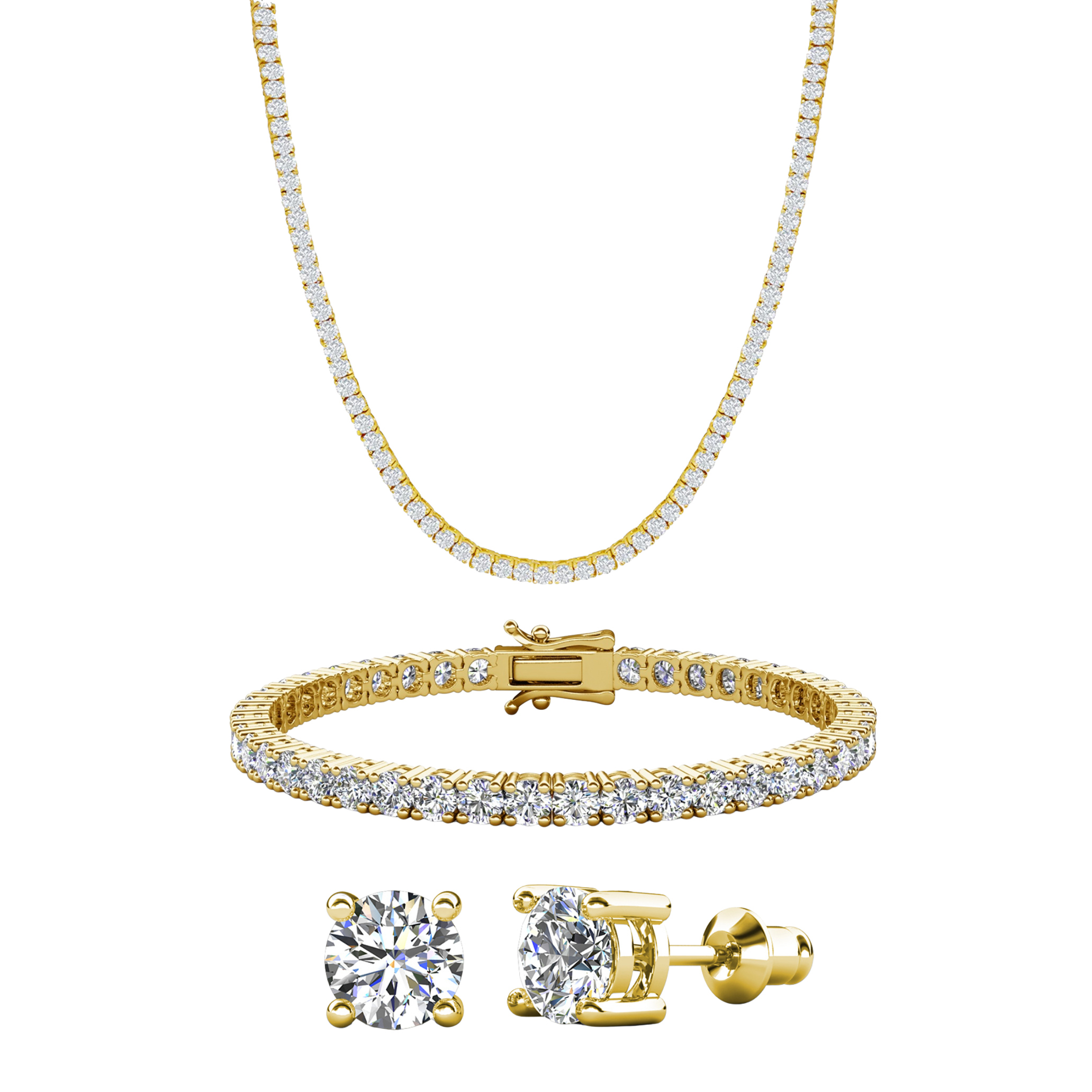 Olivia 18k White Gold Plated Jewelry Set with Simulated Diamond Crystals (Pack of 3)