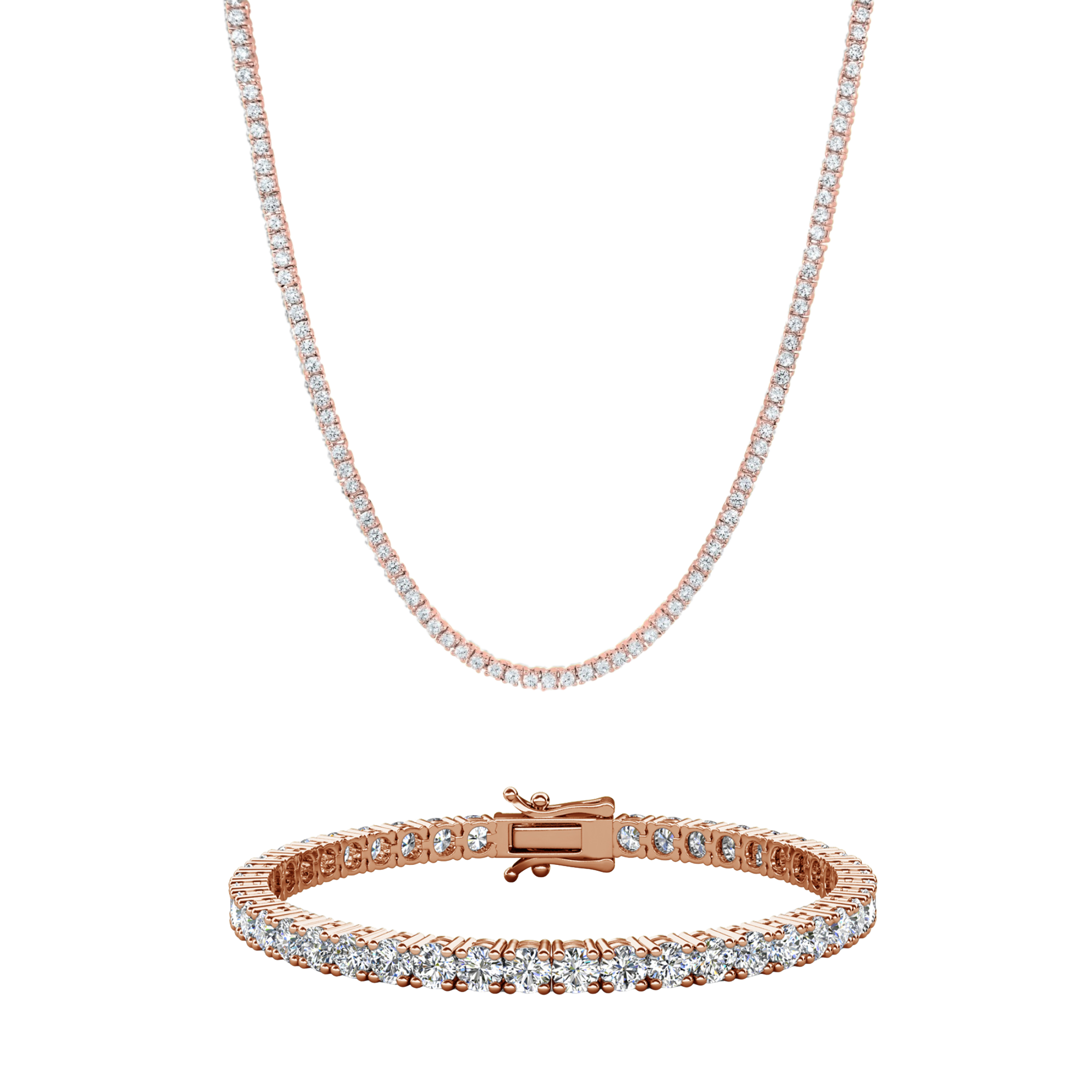 Olivia 18k White Gold Plated Tennis Bracelet and Necklace Set with Crystals