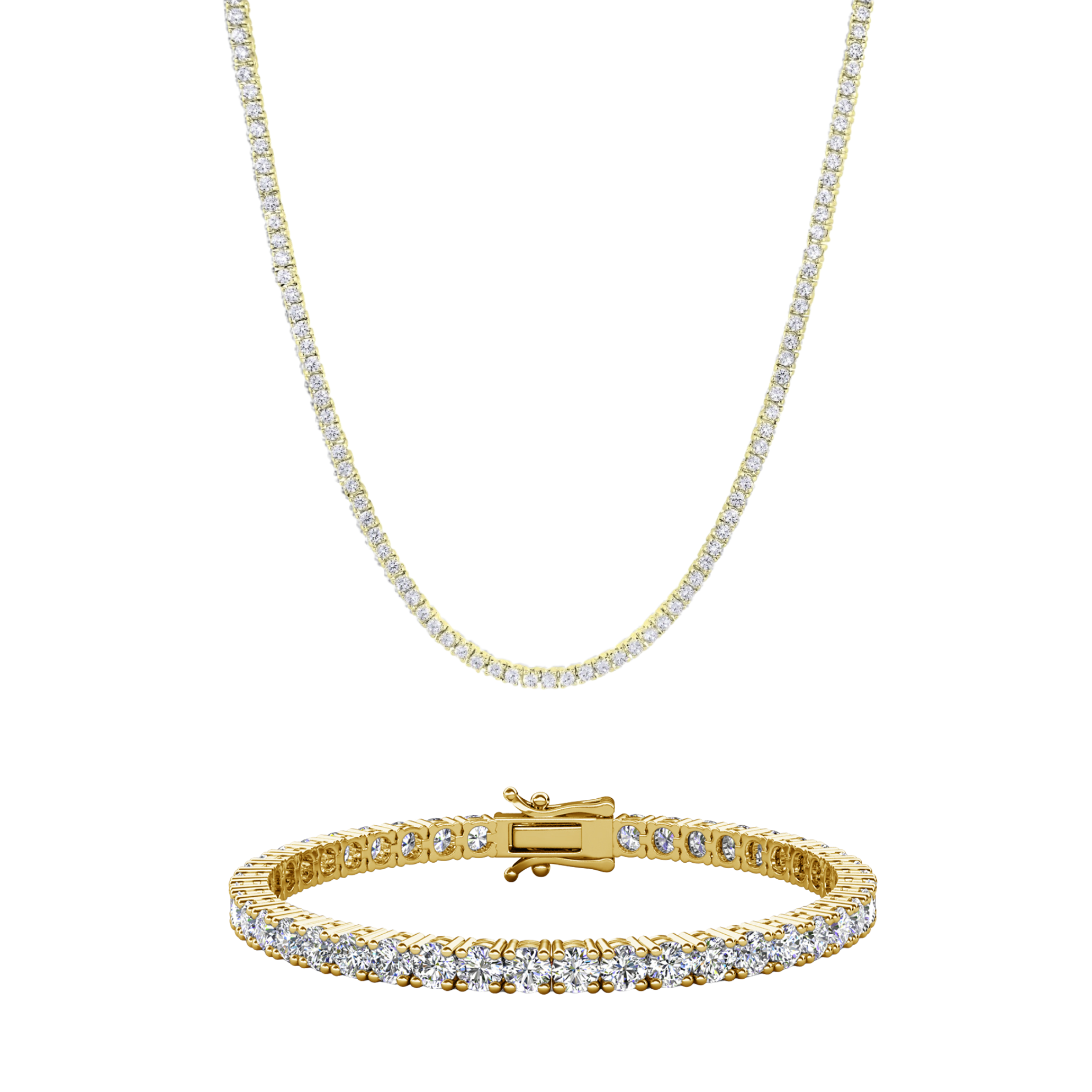 Olivia 18k White Gold Plated Tennis Bracelet and Necklace Set with Crystals