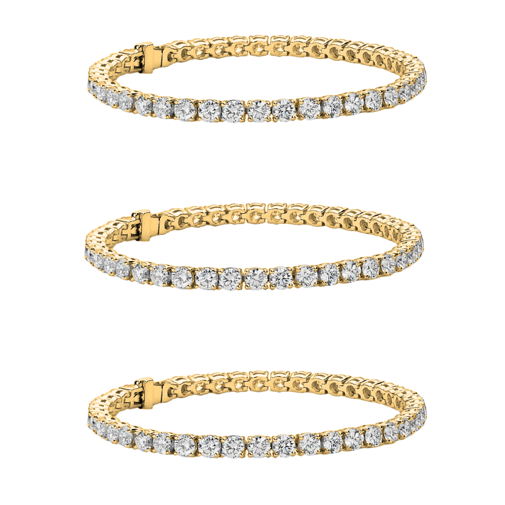 Olivia 18k Gold Plated Tennis Bracelet with Simulated Diamond Crystals (Set of 3)