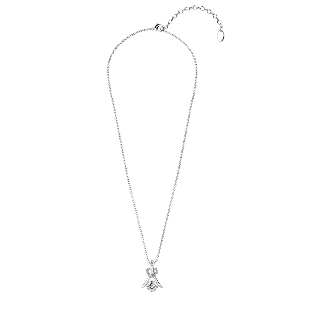 Serenity Birthstone Necklace 18k White Gold Plated with Round Cut Crystals