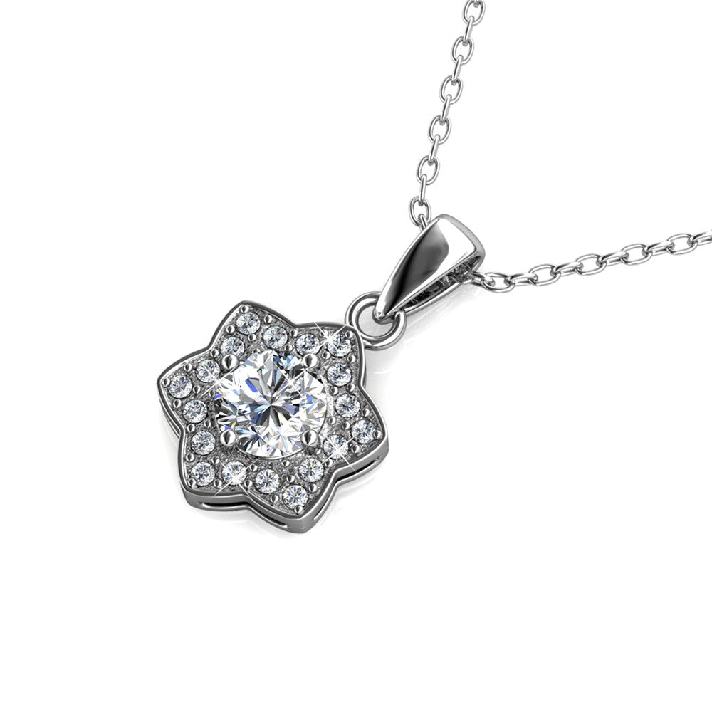 Poppy 18k White Gold Plated Necklace with Crystals