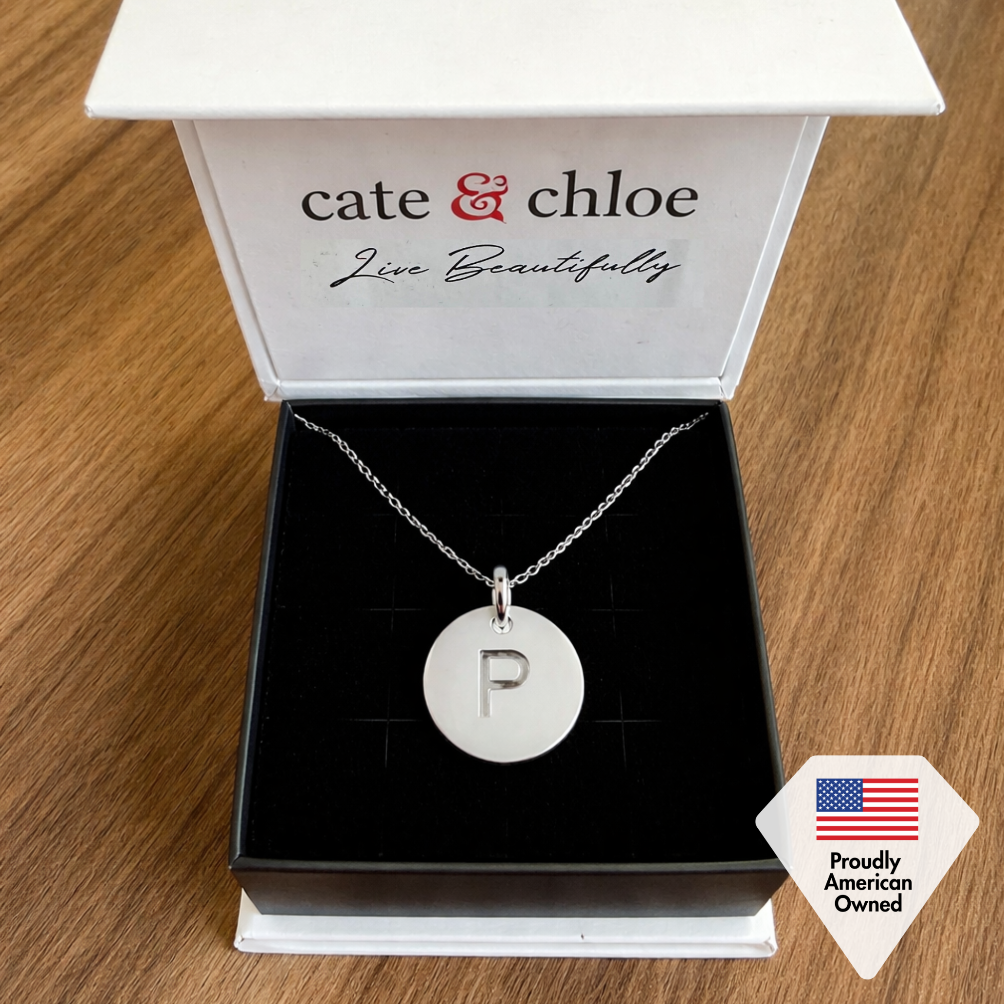 Summer Collection 18k White Gold Plated Engraved Initial Letter Pendant Necklace