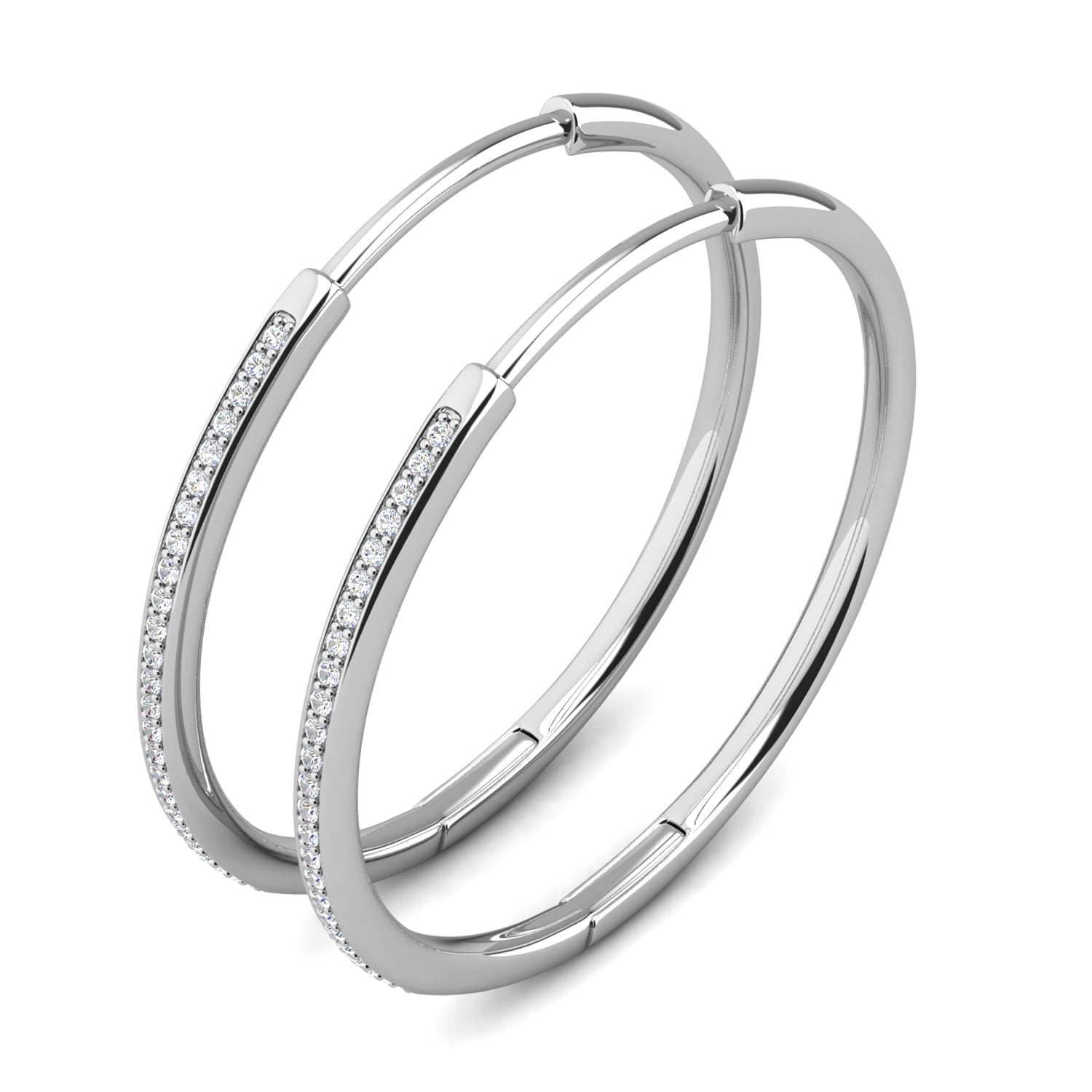 Bianca, Leslie 18k White Gold Plated Hoop Earrings with Swarovski Crystals (2 Pair Set)
