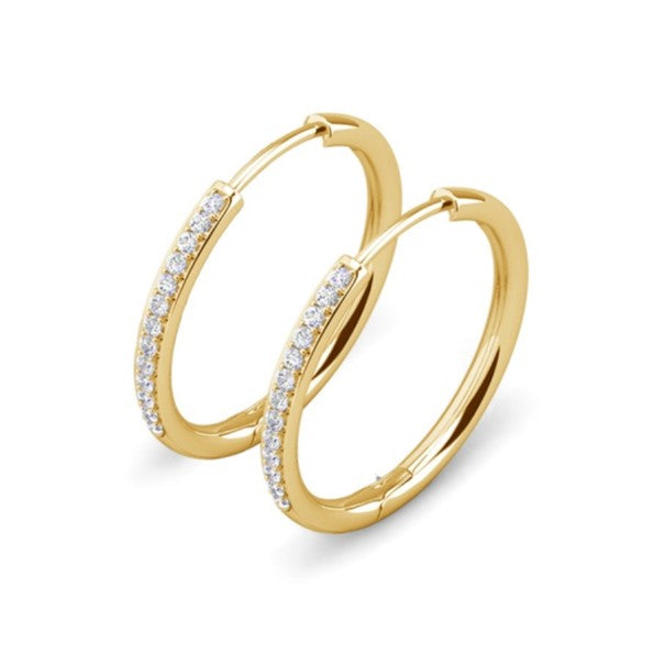 Bianca 仿钻石水晶镀 18k 白金银圈耳环