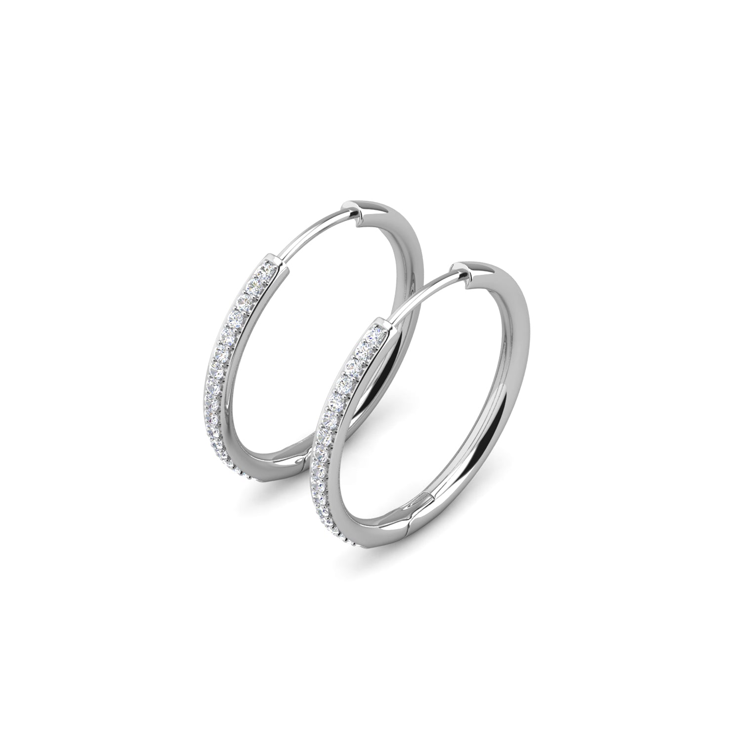 Leslie 18k White Gold Plated 10mm-40mm Hoop Earrings with Swarovski Crystals