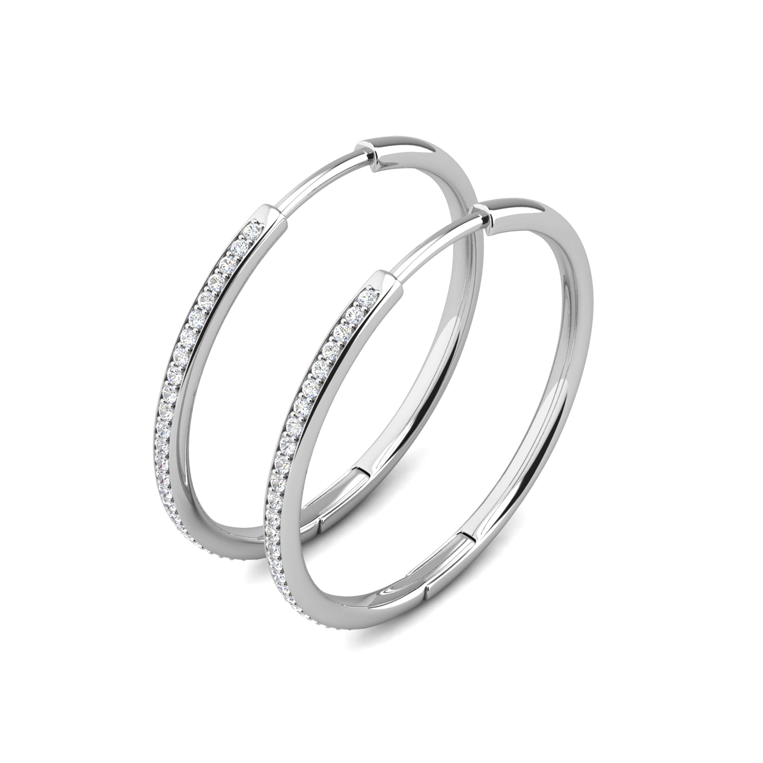 Leslie 18k White Gold Plated 10mm-40mm Hoop Earrings with Swarovski Crystals