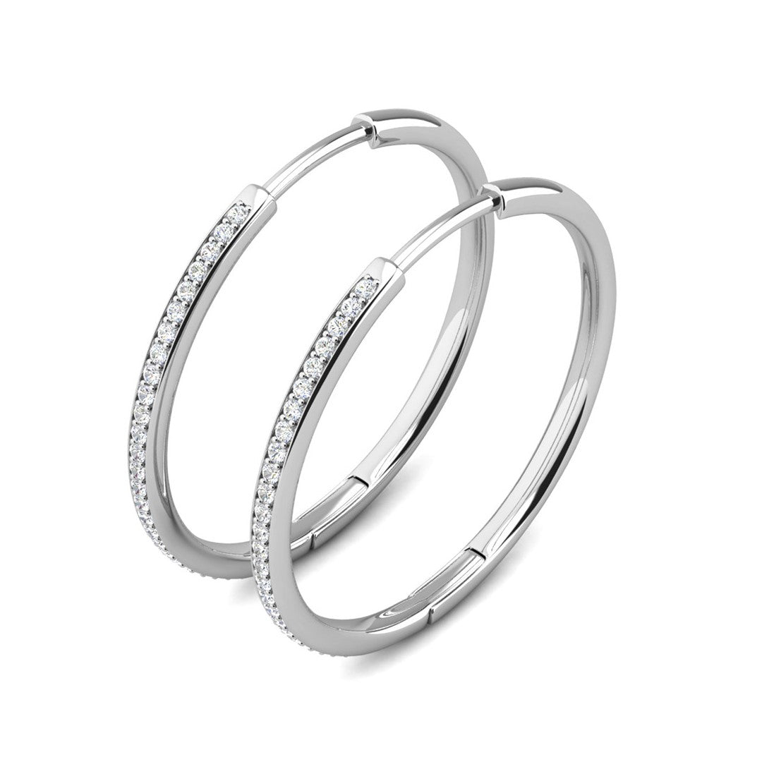 Leslie 18k White Gold Plated 14mm-40mm Hoop Earrings with Swarovski Crystals