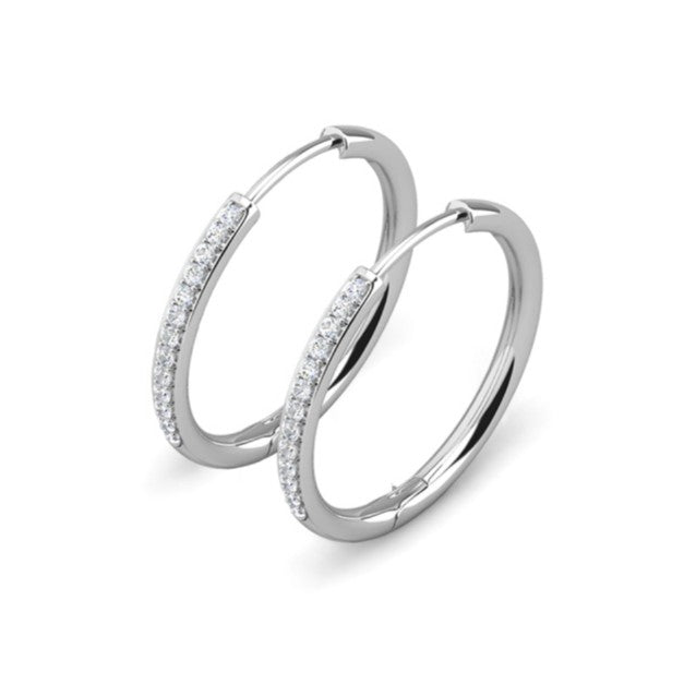 Bianca 仿钻石水晶镀 18k 白金银圈耳环