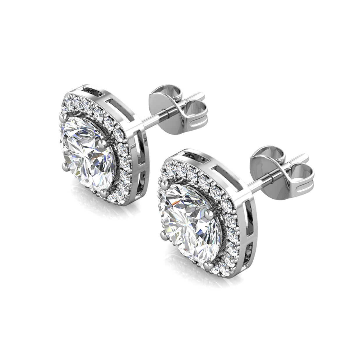 Moissanite by Cate & Chloe Hannah Sterling Silver Stud Earrings with Moissanite and 5A Cubic Zirconia Crystals