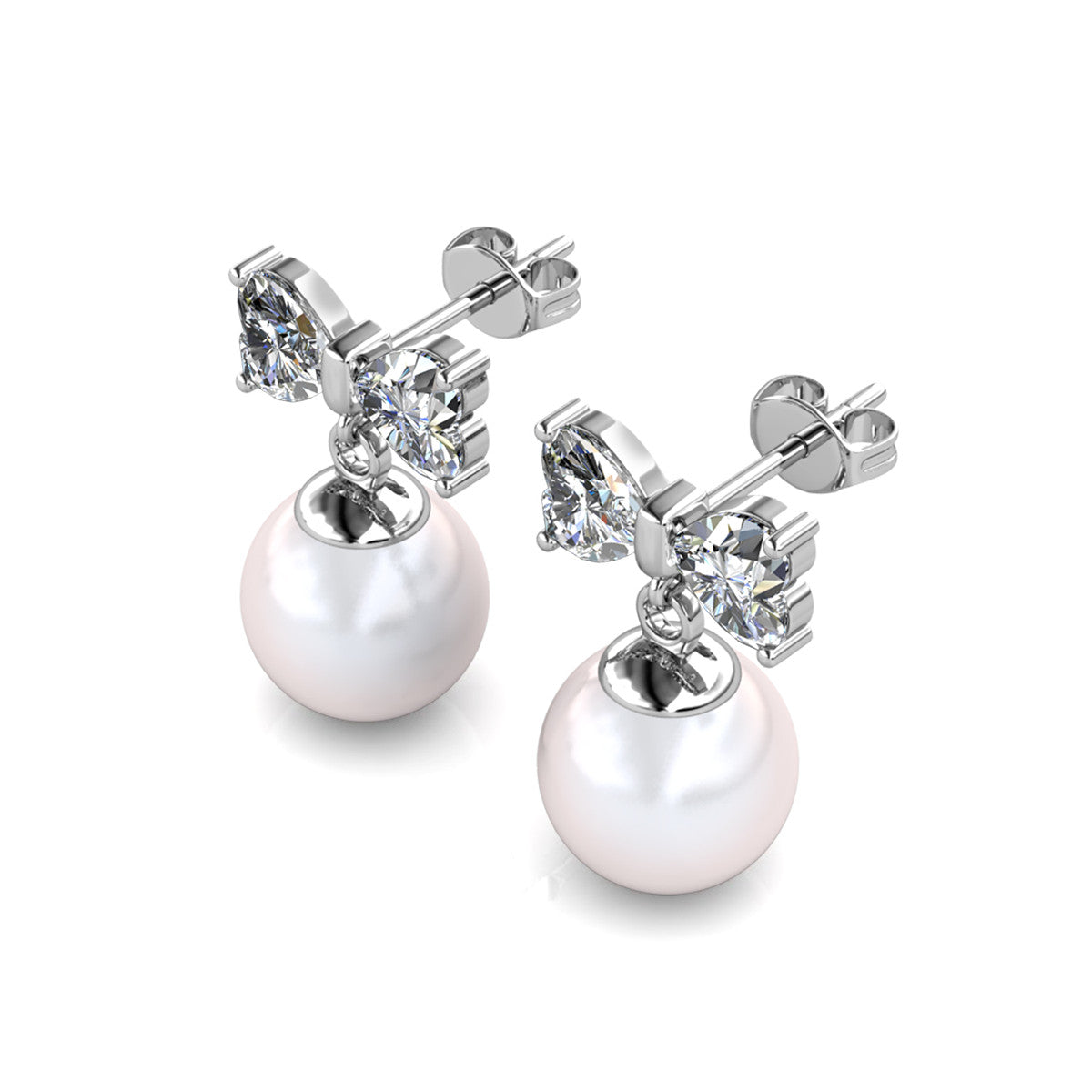 Oakley 18k White Gold Plated Silver Drop Pearl Earrings with Swarovski Crystals - Fab Friday Sale