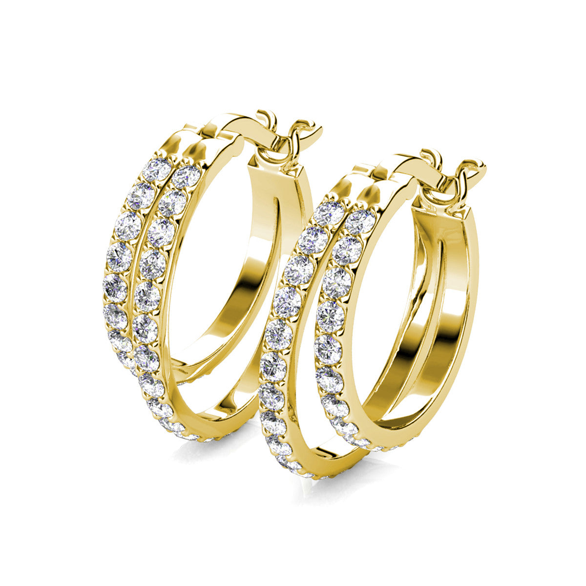 Corina 18k White Gold Plated 20mm Hoop Earrings with Swarovski Crystals (3 Pair Set)