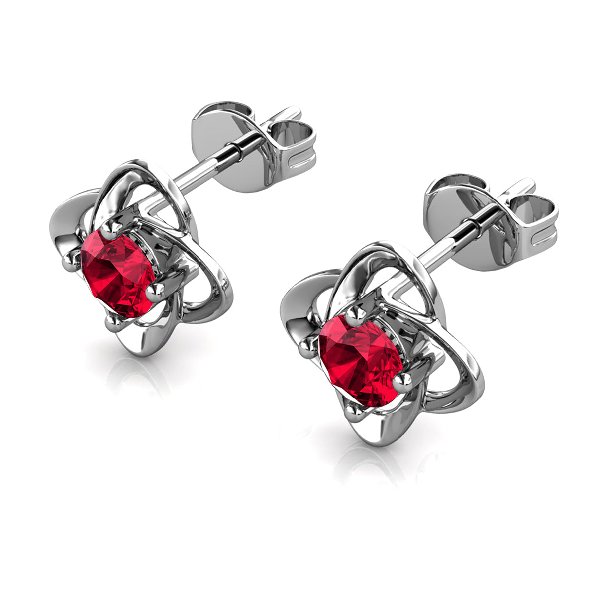 Infinity January Birthstone Garnet Earrings 18k White Gold Plated Silver Birthstone Earrings with Swarovski Crystal