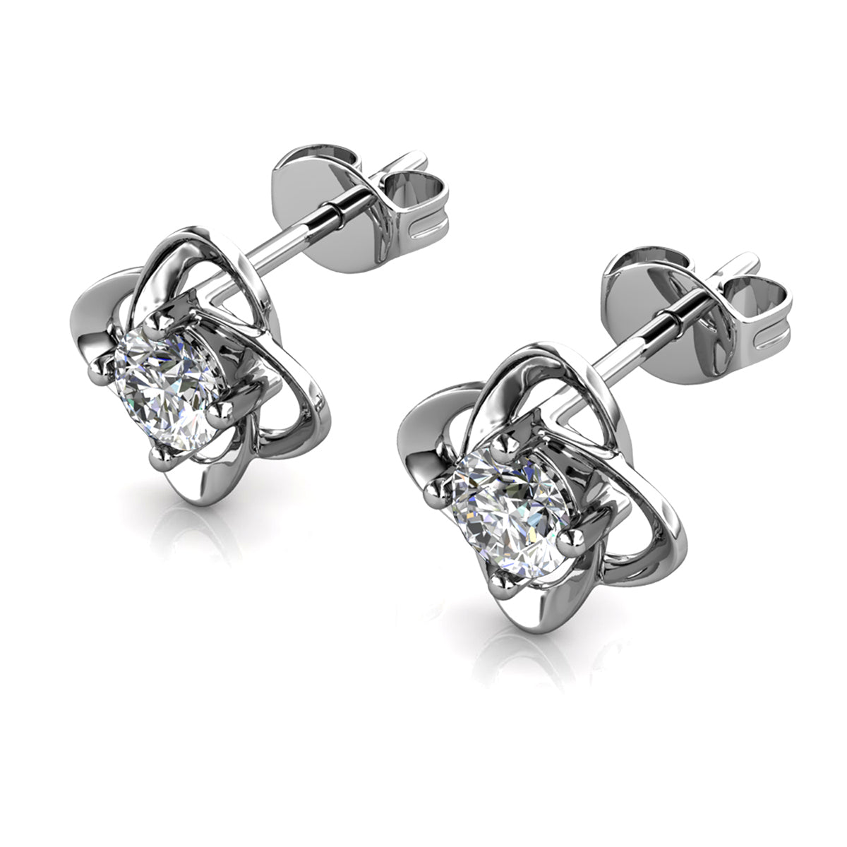 Infinity April Birthstone Diamond Earrings 18k White Gold Plated Silver Birthstone Earrings with Swarovski Crystal