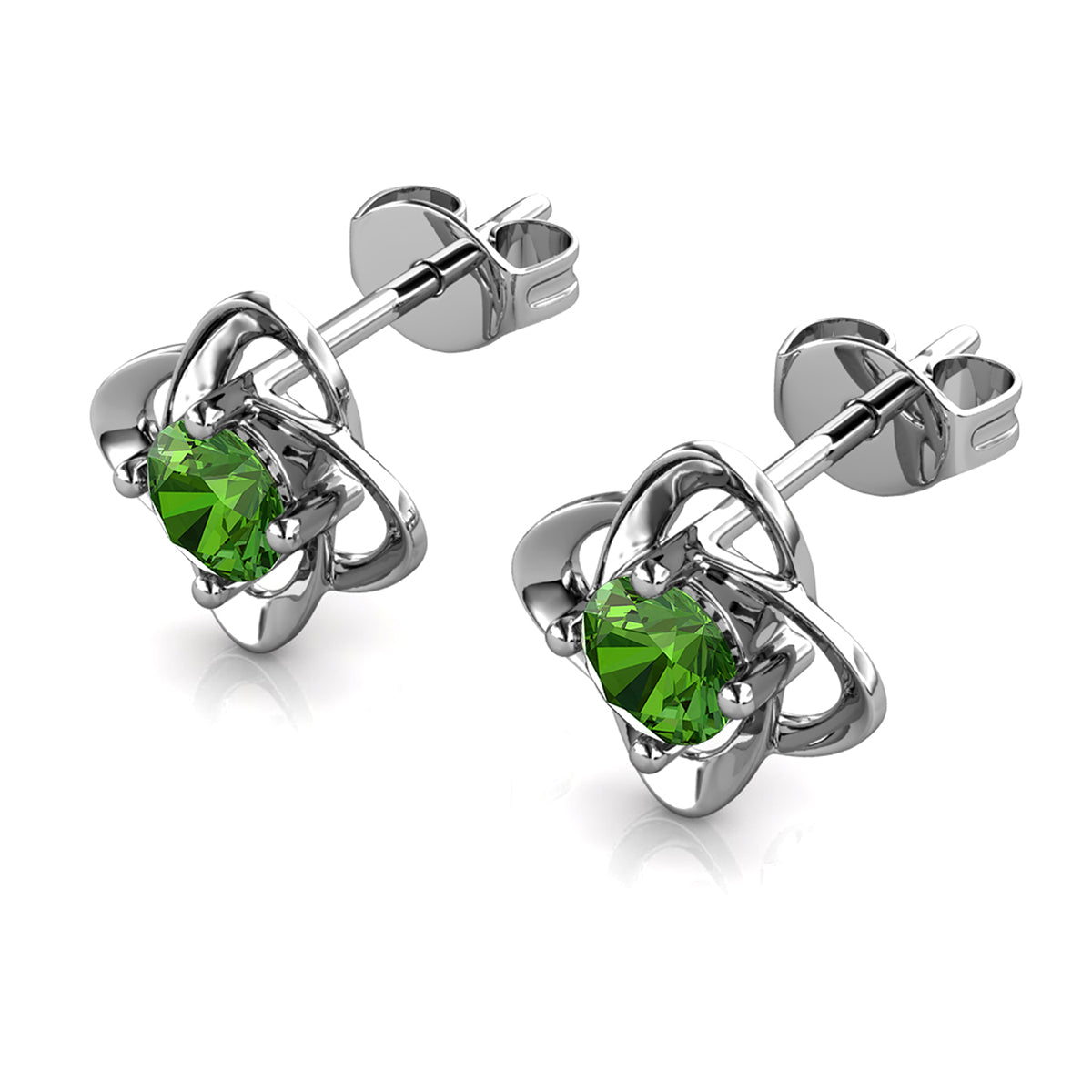 Infinity August Birthstone Peridot Earrings 18k White Gold Plated Silver Birthstone Earrings with Swarovski Crystal