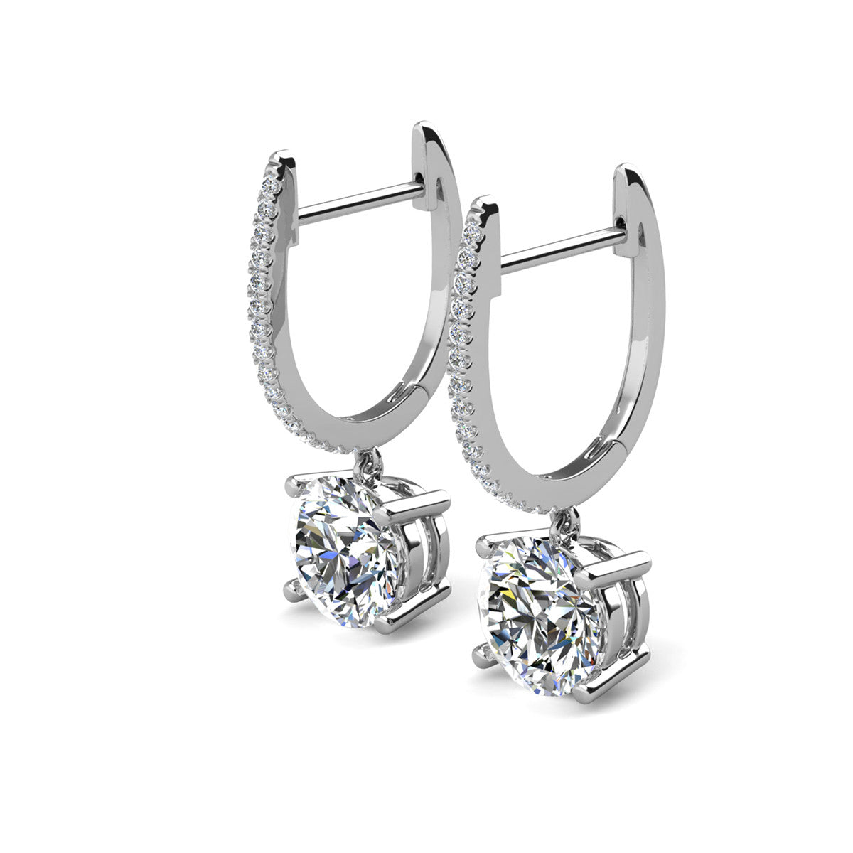 Moissanite by Cate & Chloe Finley Sterling Silver Drop Earrings with Moissanite Crystals