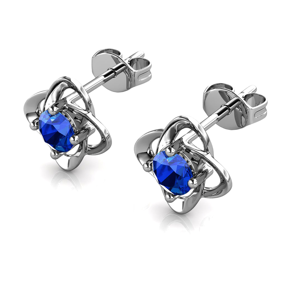 Infinity September Birthstone Sapphire Earrings 18k White Gold Plated Silver Birthstone Earrings with Swarovski Crystals