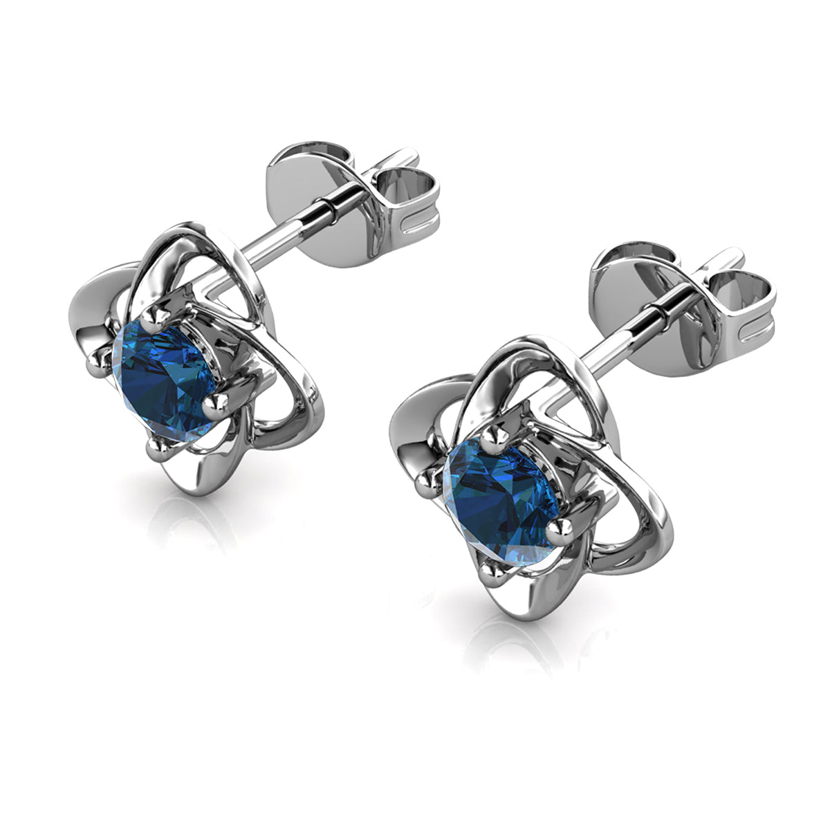 Infinity December Birthstone Blue Topaz Earrings 18k White Gold Plated Silver Birthstone Earrings with Swarovski Crystal