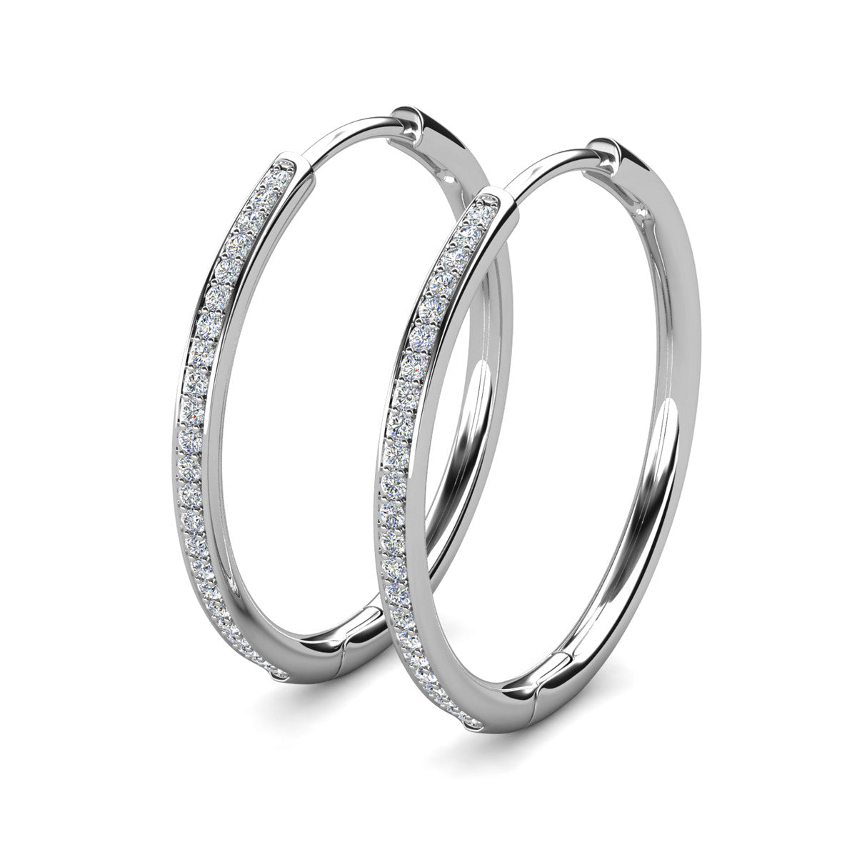 Moissanite by Cate & Chloe Delaney Sterling Silver Hoop Earrings with Moissanite and 5A Cubic Zirconia Crystals
