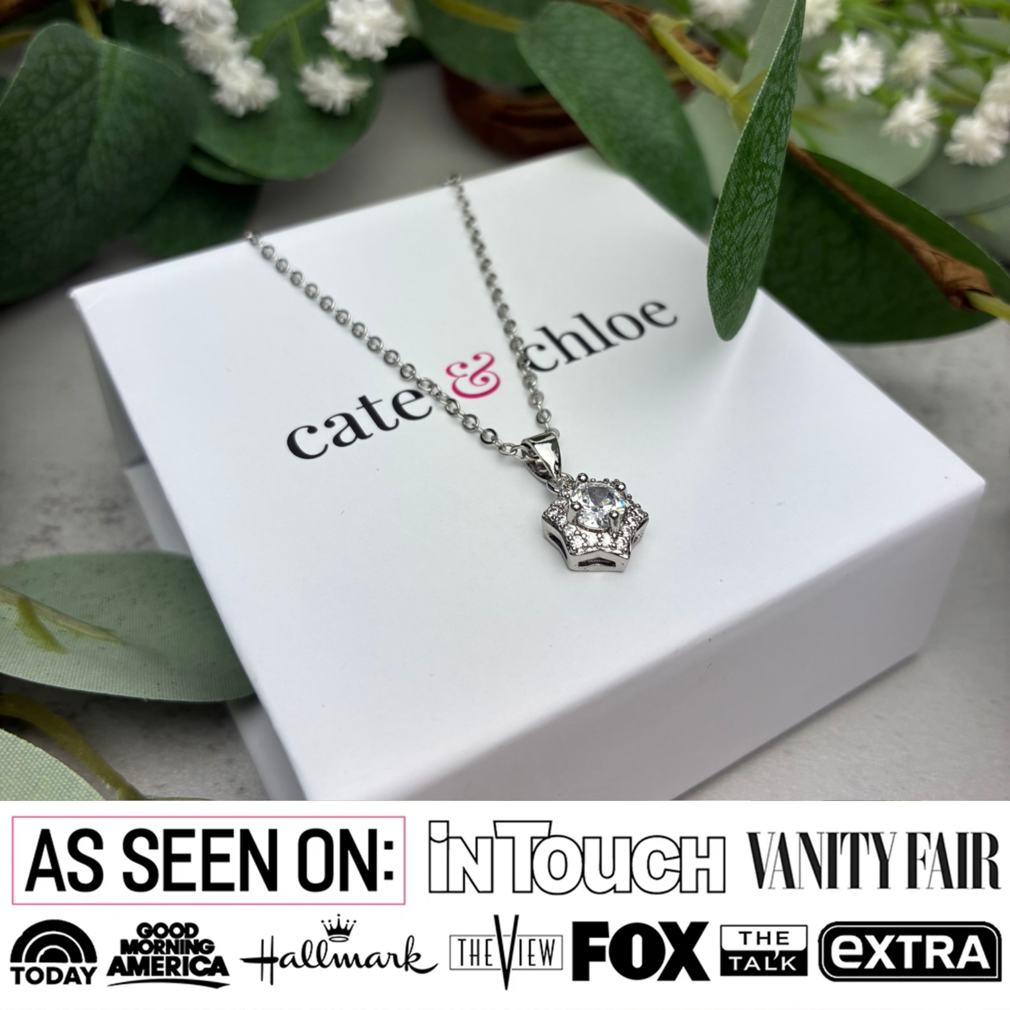 Poppy 18k White Gold Plated Necklace with Simulated Diamond Crystals