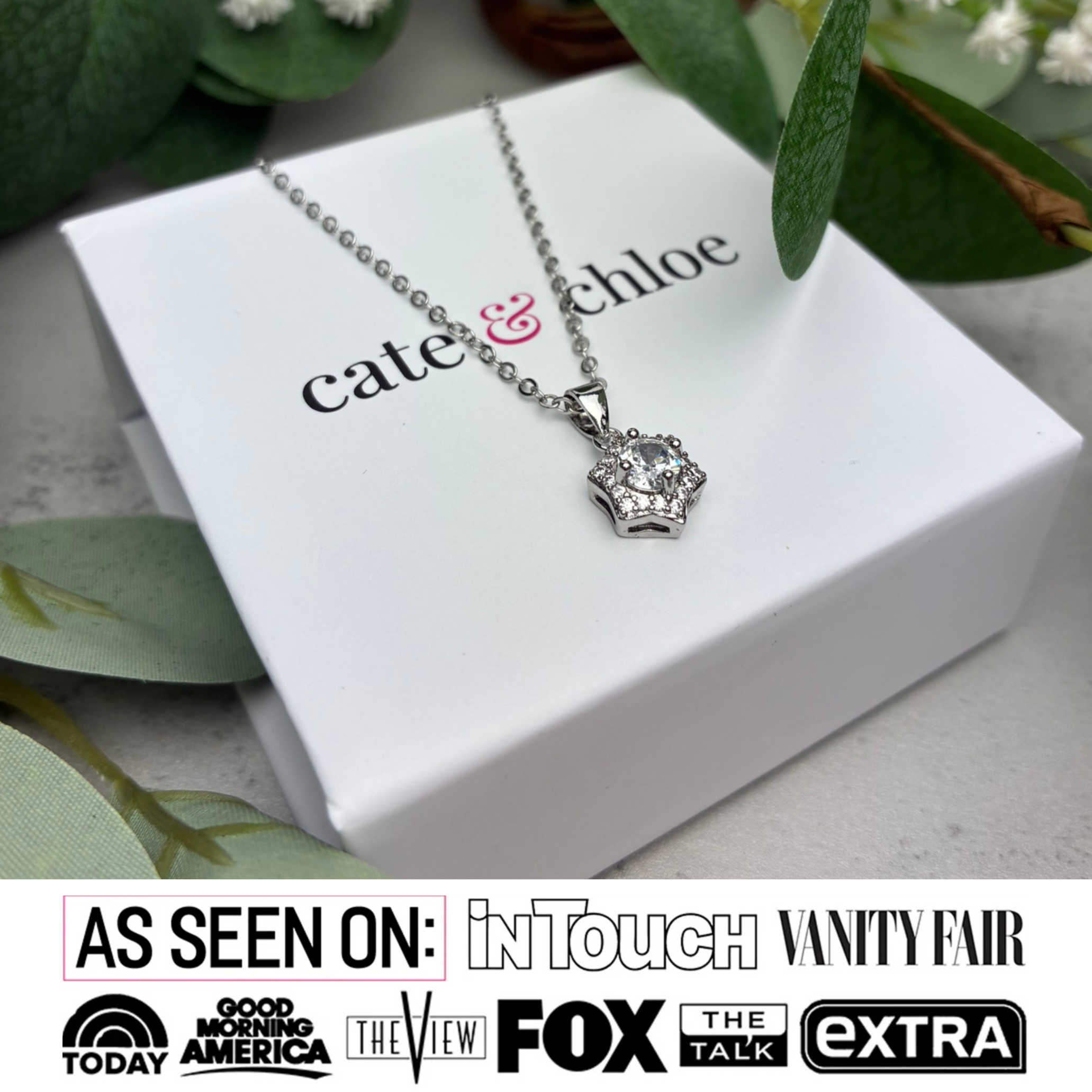 Poppy 18k White Gold Plated Necklace with Simulated Diamond Crystals