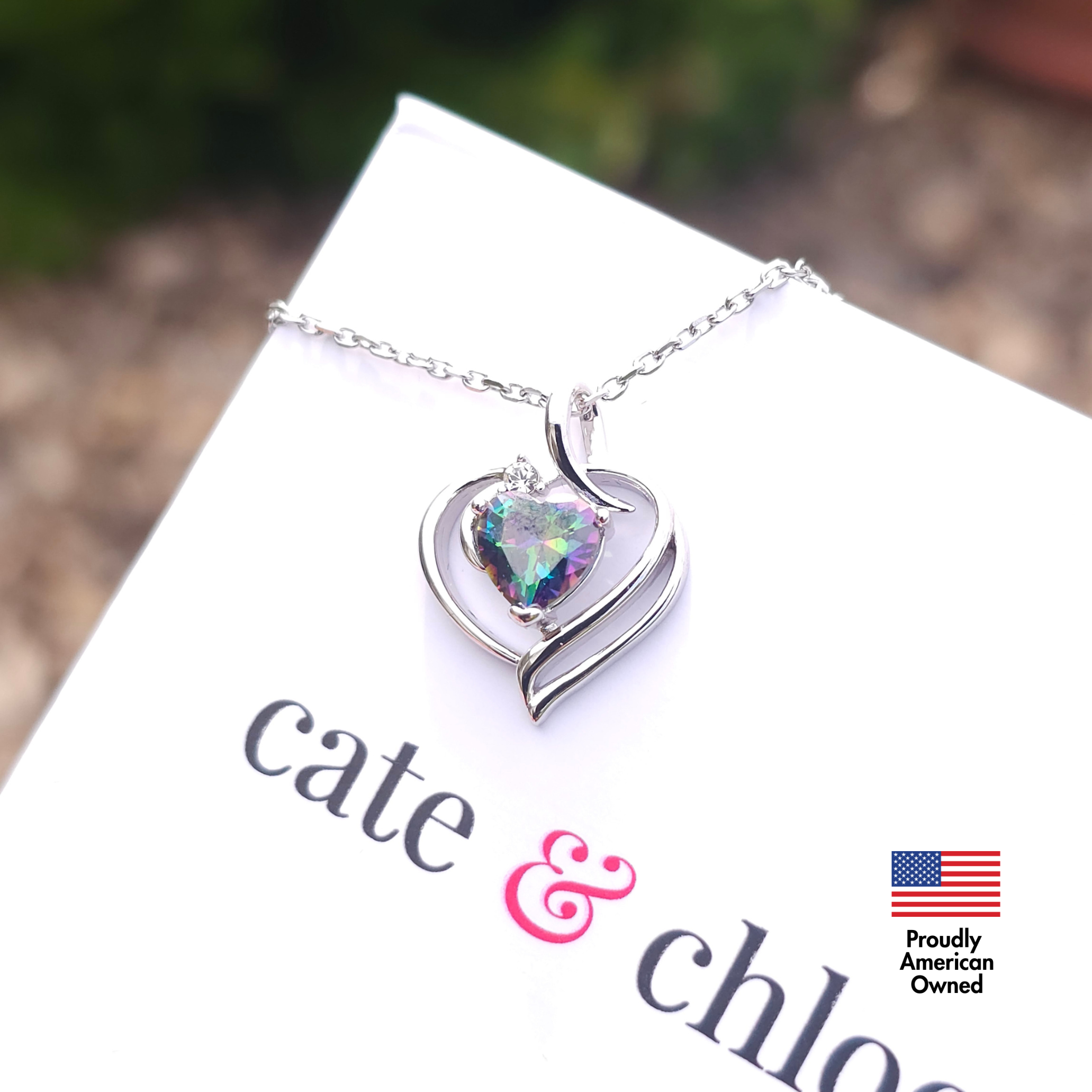 Regina 18k White Gold Plated Blue Heart Necklace with Swarovski Crystals