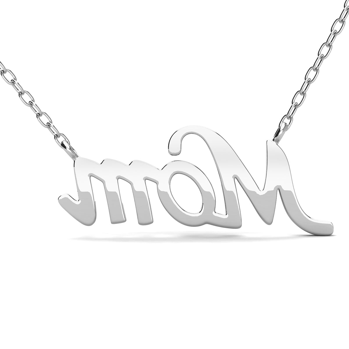 Riley 18k White Gold Plated Mom Necklace with Swarovski Crystals