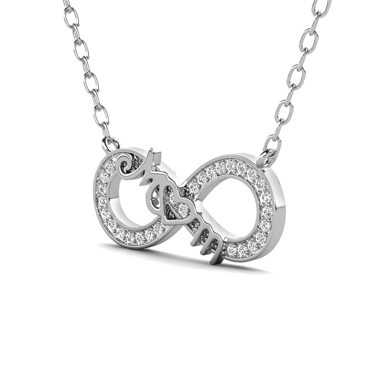 Robin 18k White Gold Plated Mom Infinity Necklace with Swarovski Crystals