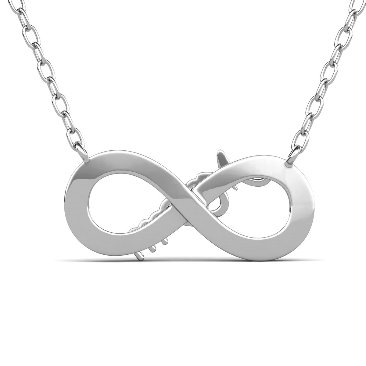 Robin 18k White Gold Plated Mom Infinity Necklace with Swarovski Crystals