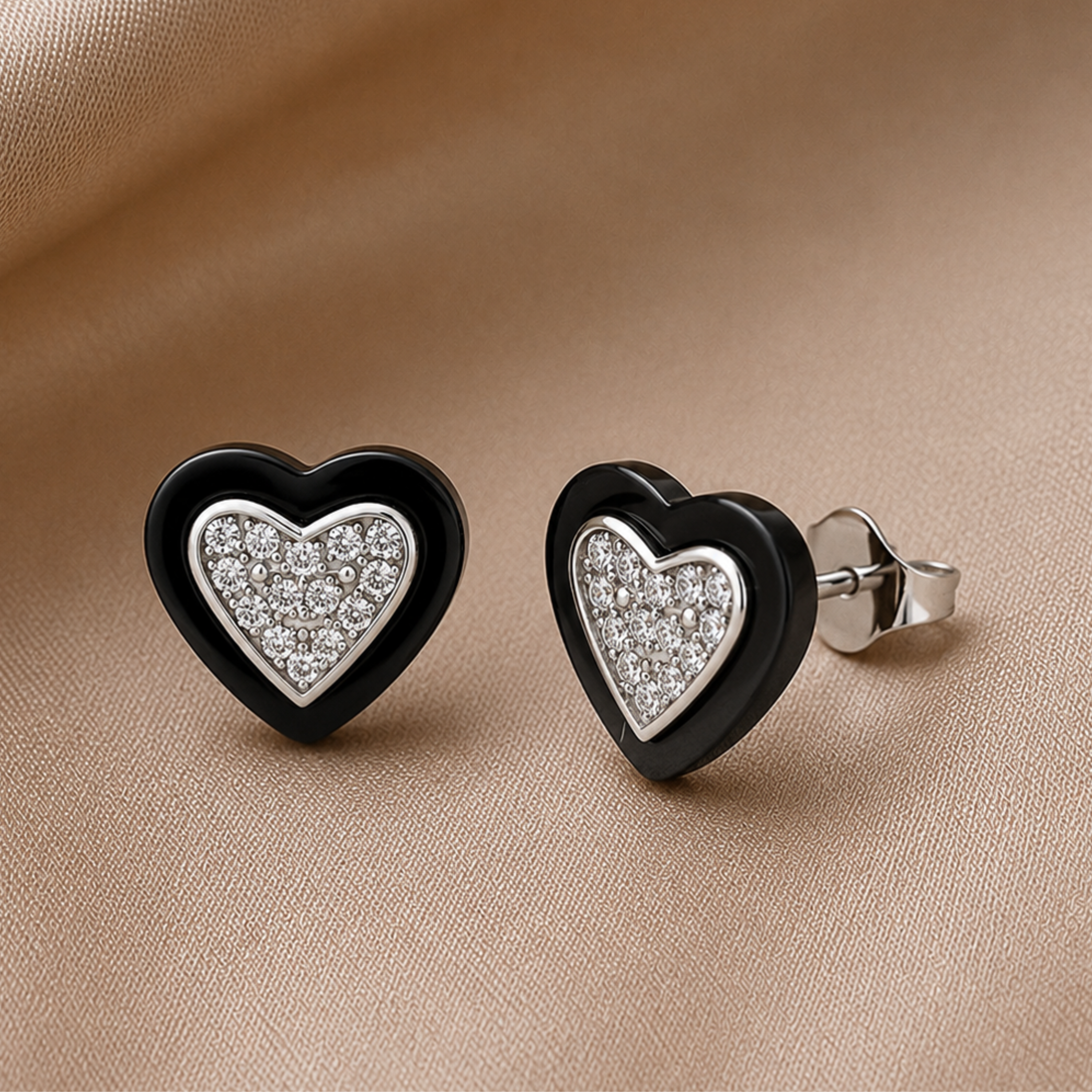Rory 18k White Gold Plated Heart Halo Stud Earrings with Swarovski Crystals - FAB FAV