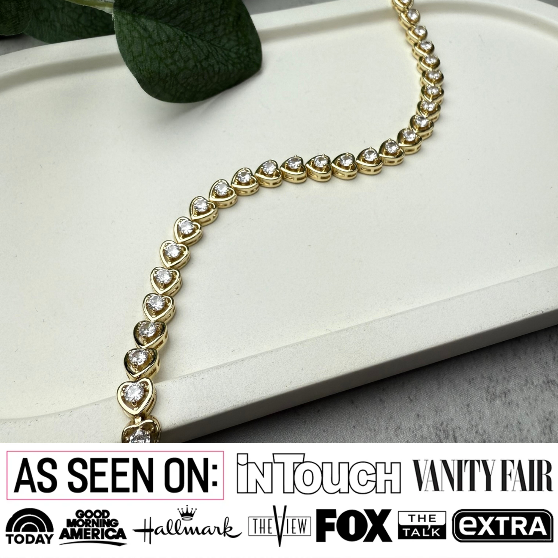 Rosalie 18k White Gold Plated Heart Tennis Bracelet with Simulated Diamond Crystals